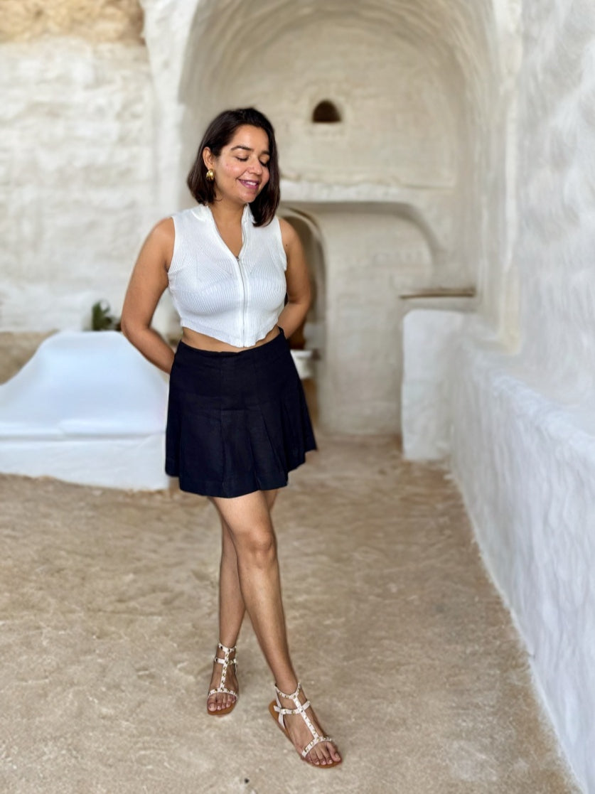 Linen Black Mini Skirt image 0
