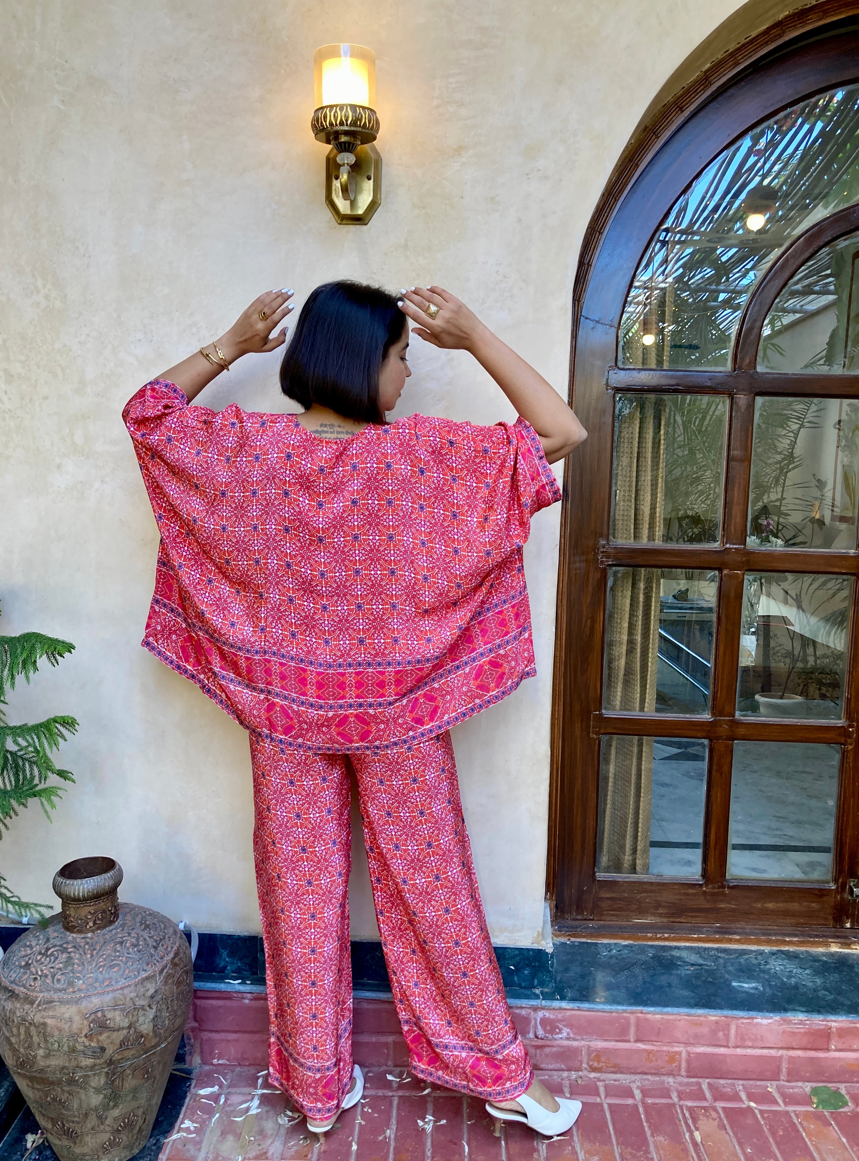 Natural Silk Red Bandhani Coord Set image 5