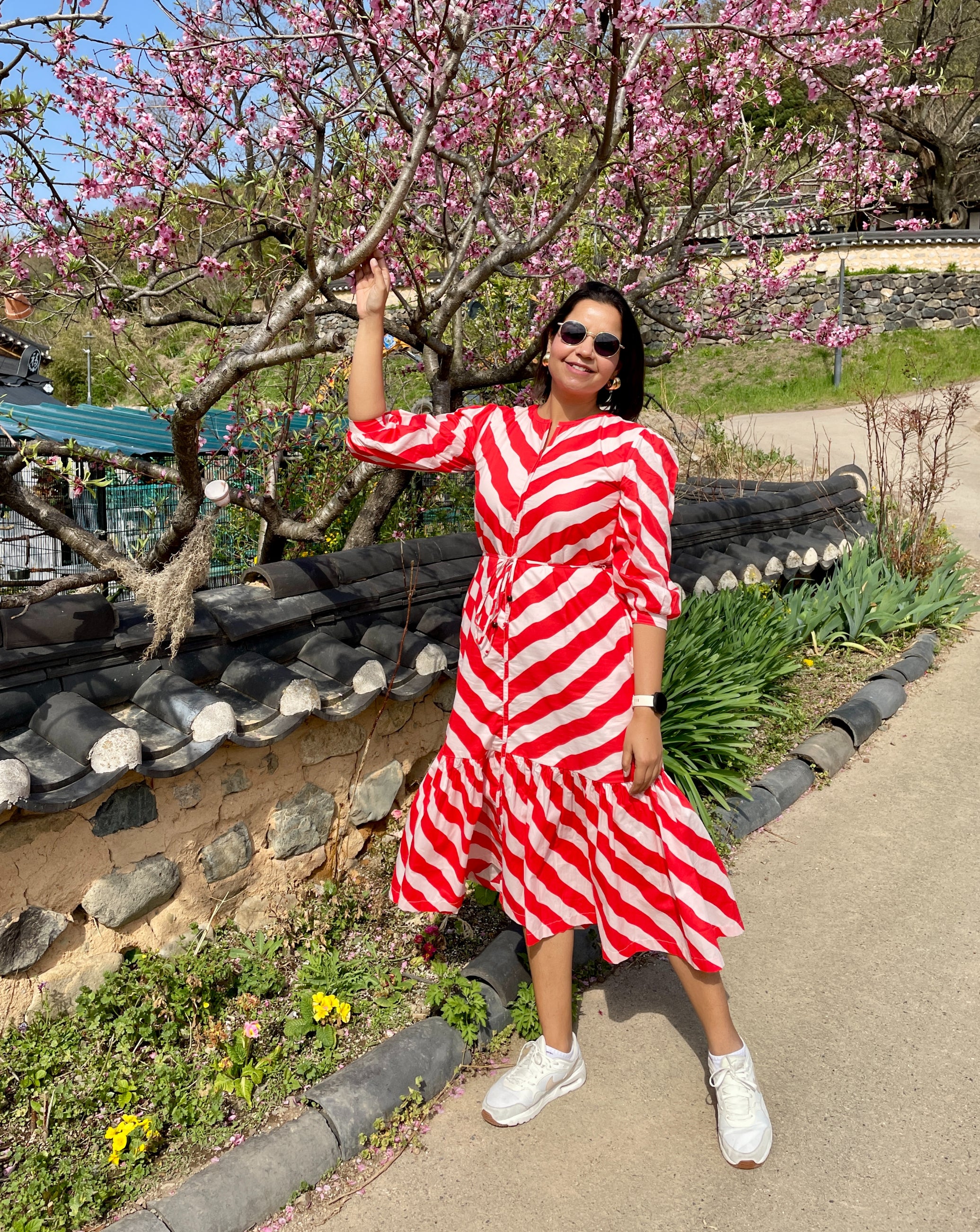 Red and White Stripe Dress image 0