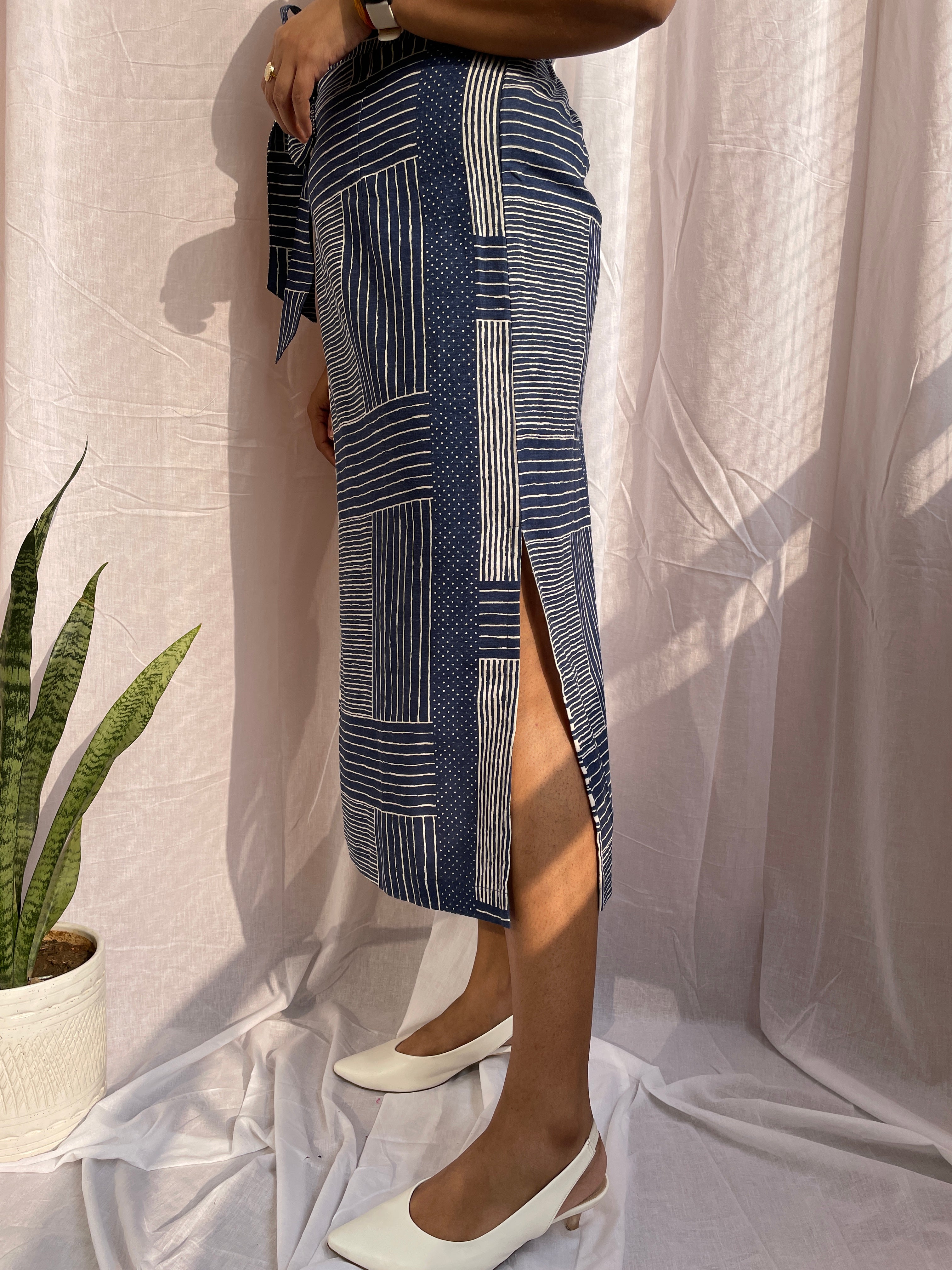 White Blue Skirt with Belt image 2