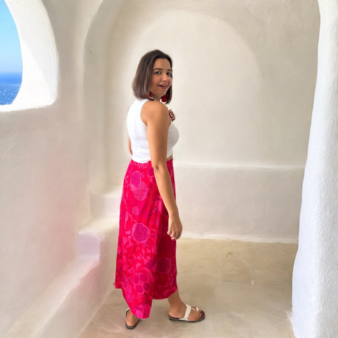 Pomegranate A- Line Midi Skirt image 1