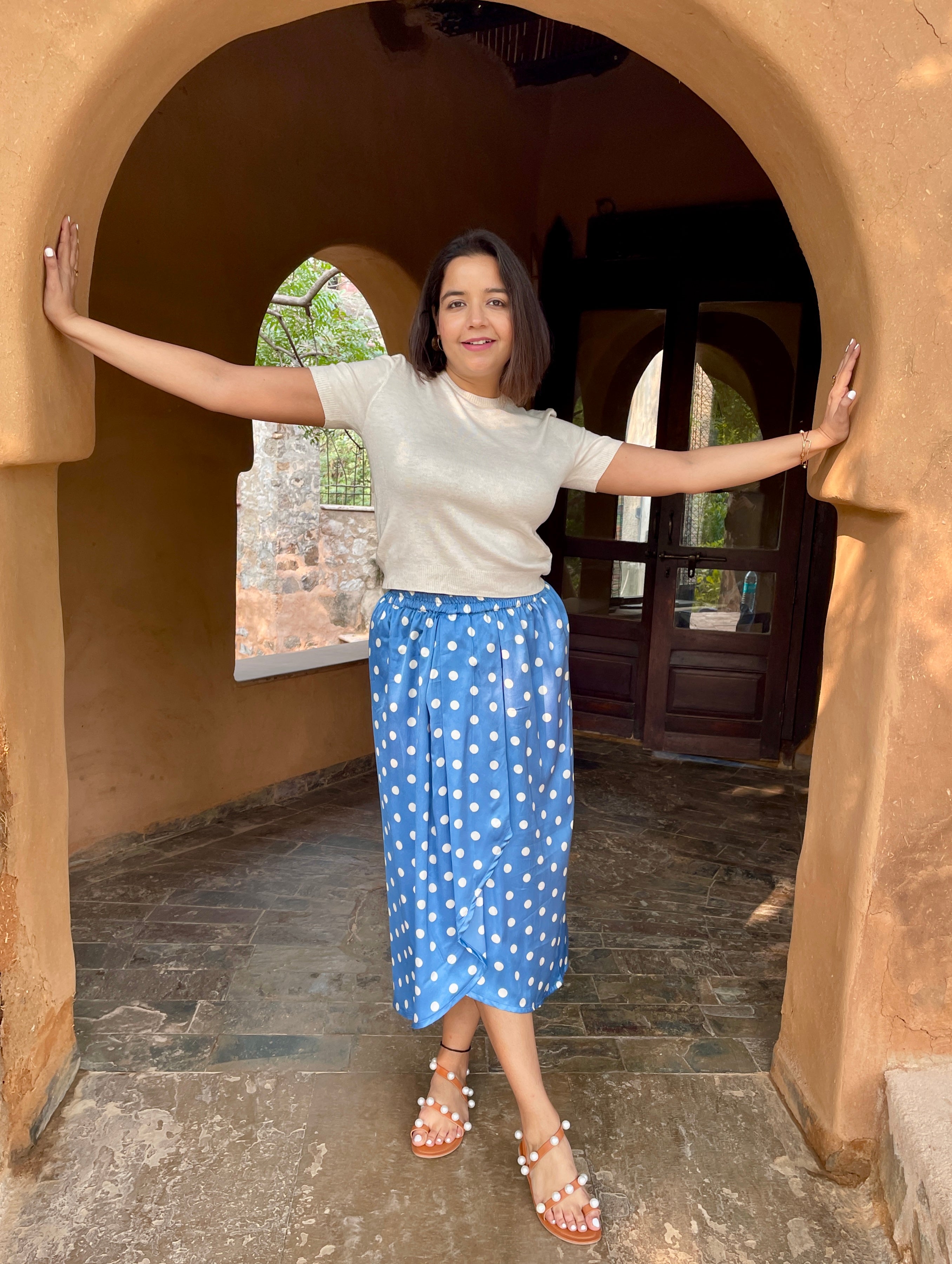 Blue Polka Dot Dhoti Skirt image 2