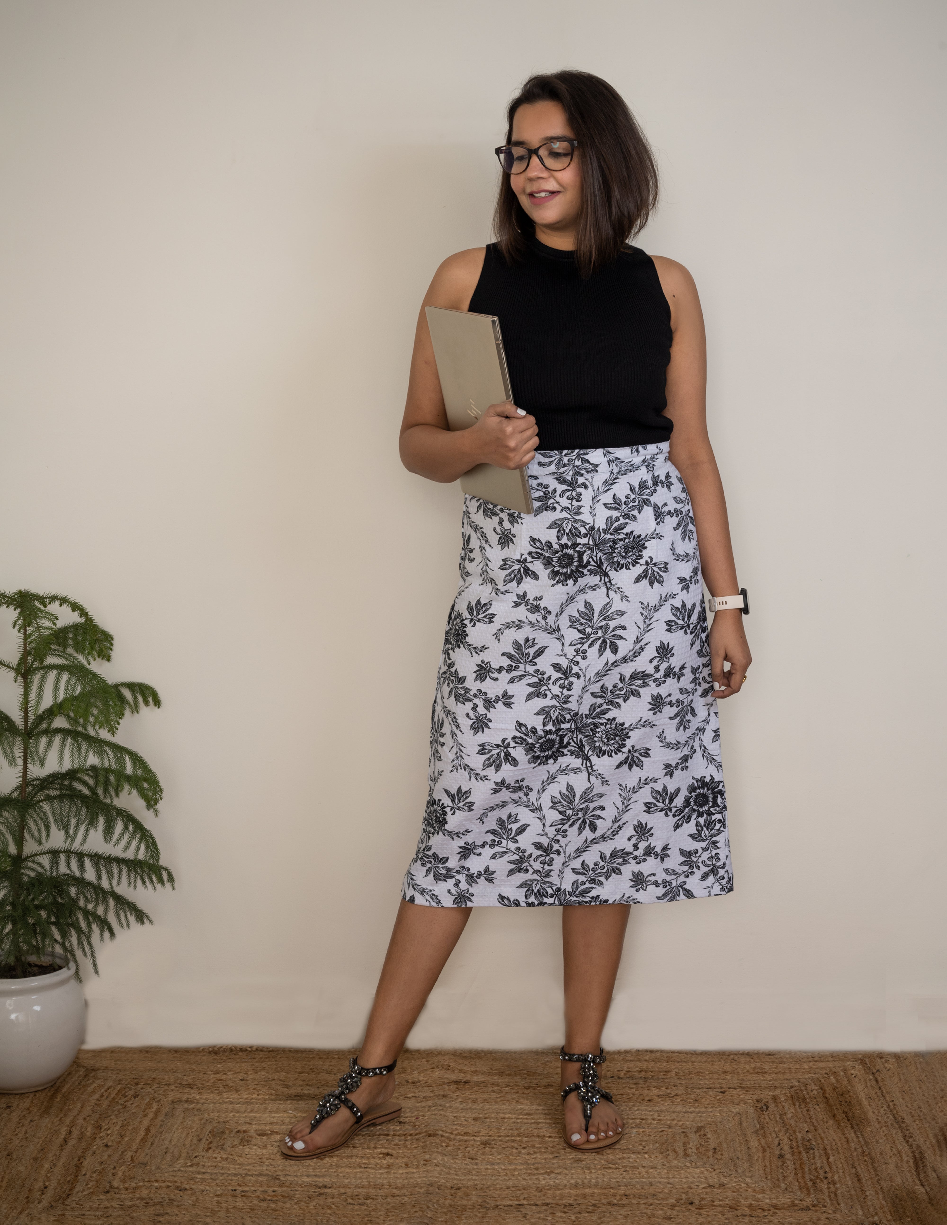 Black and White A-Line Skirt image 0