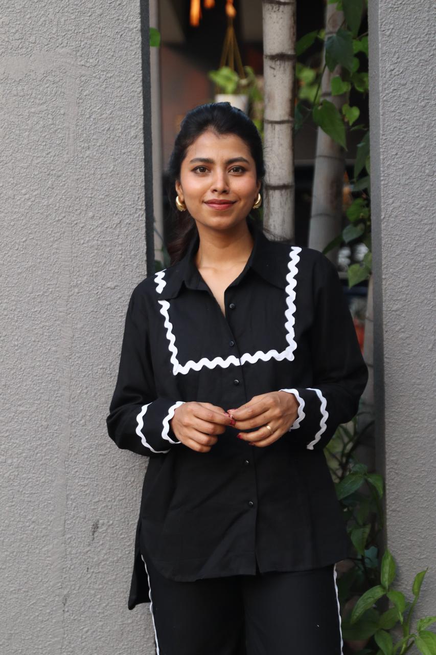 Black Lace Boyfriend Fit shirt image 0