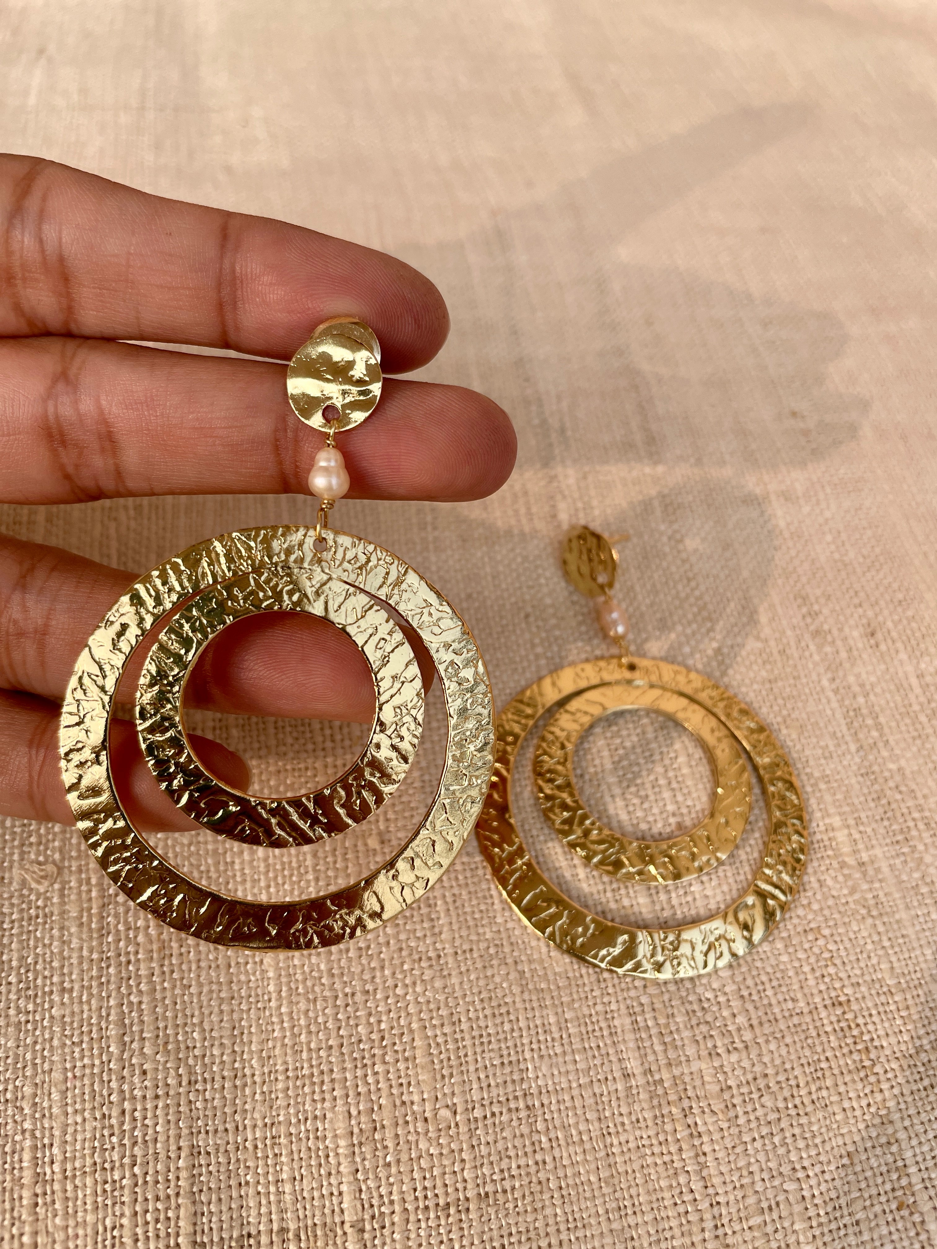 Brass Metal Hoop Earring image 1