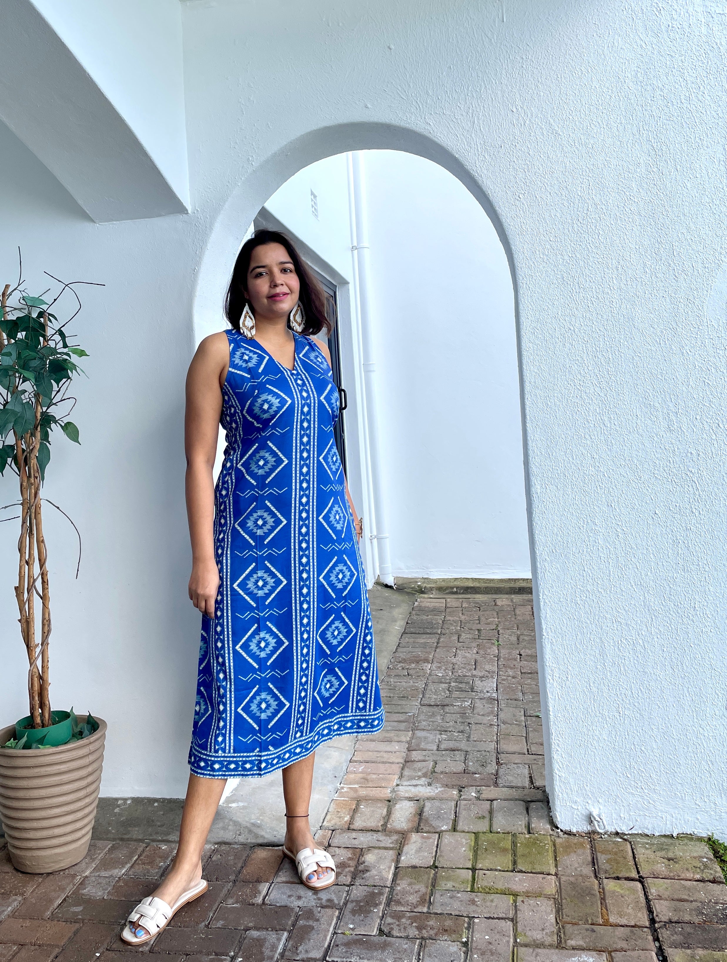 Blue Halter Midi Dress image 5