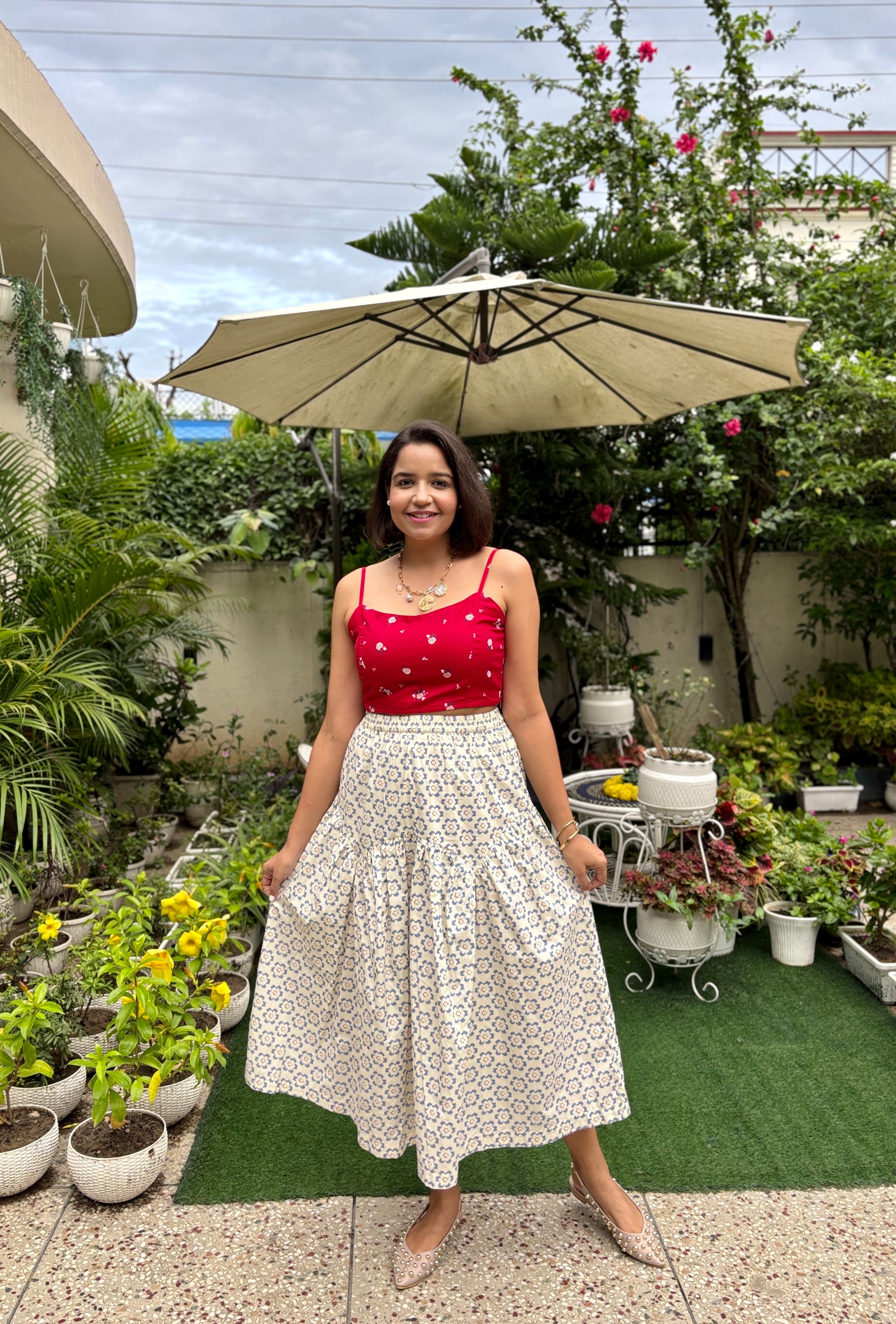 Bloom Garden Cotton Midi Skirt image 3