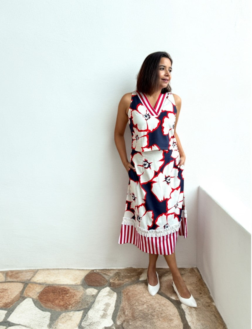 Floral Stripe Skirt with Pockets image 4