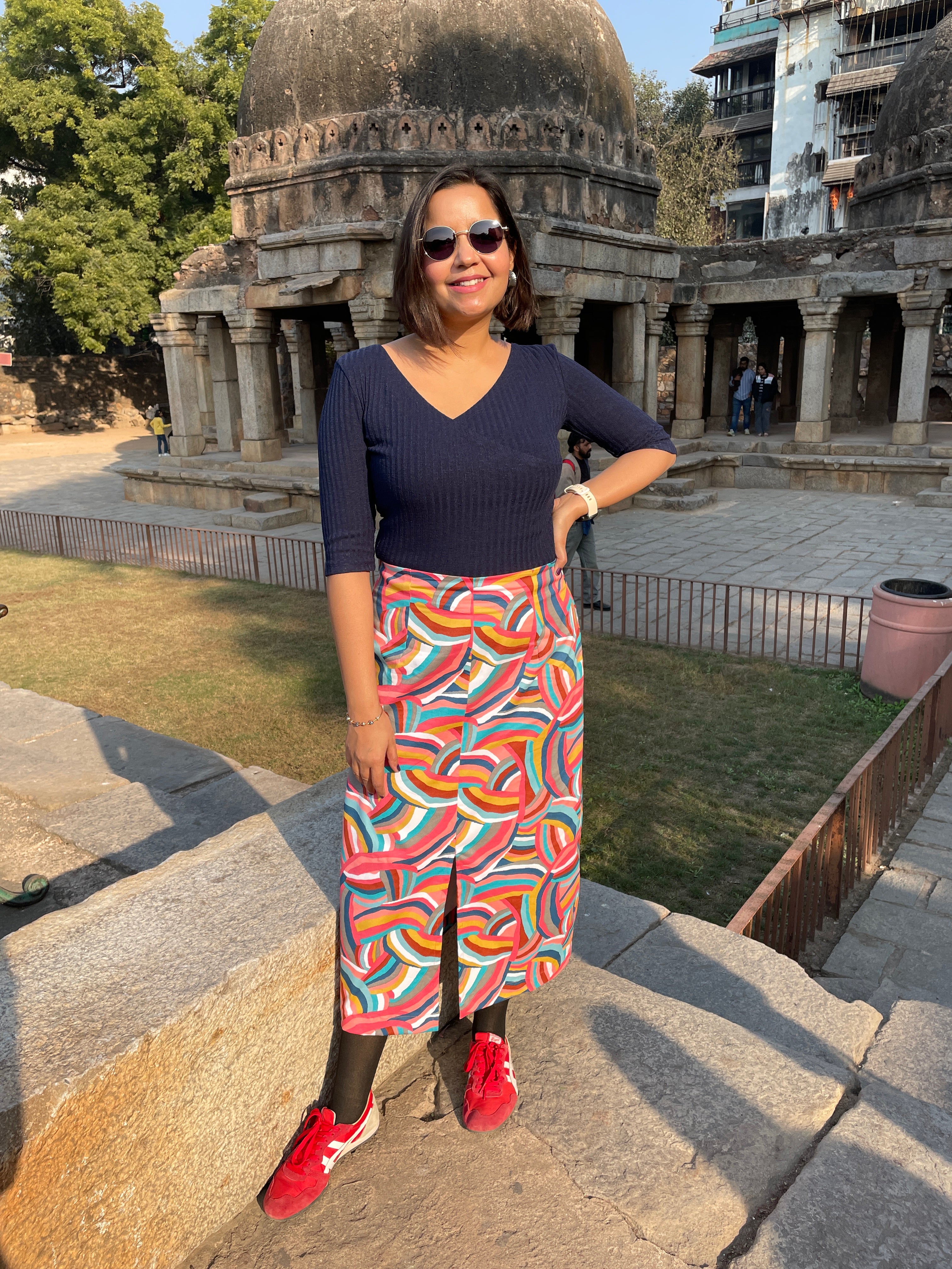 Rainbow Front Slit Midi Skirt image 3