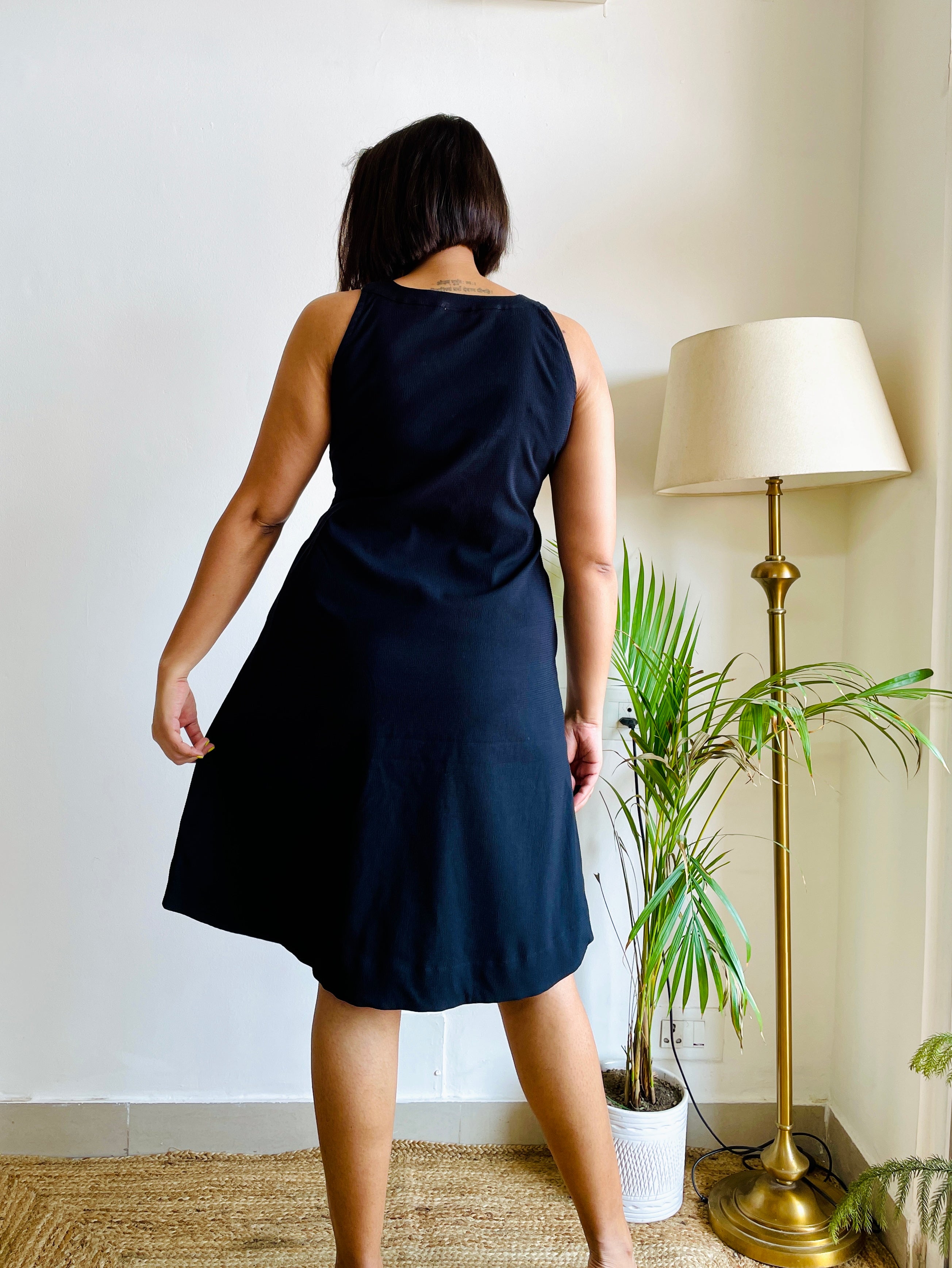 Solid Black Short Dress image 3