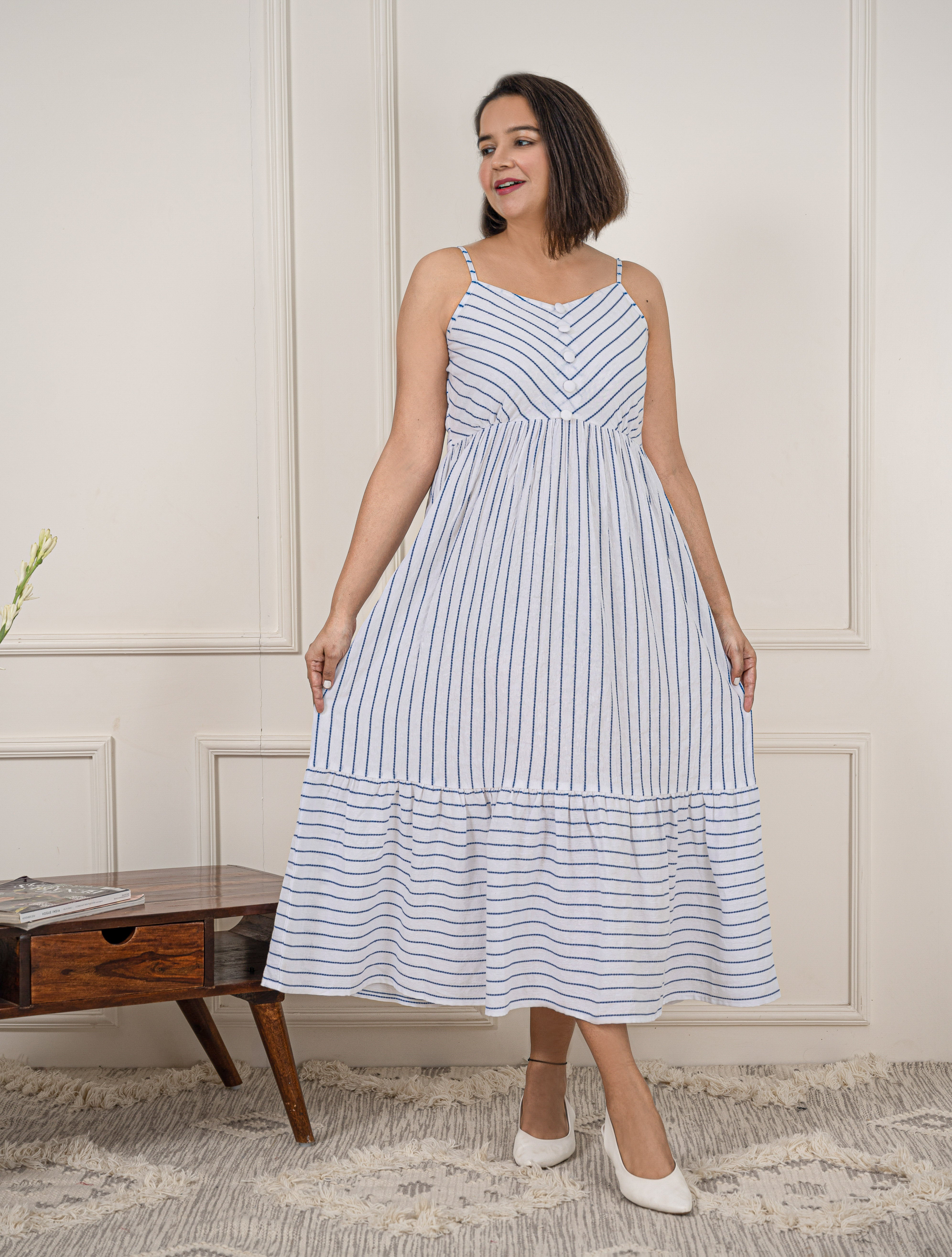 White Stripe Maxi Dress image 0