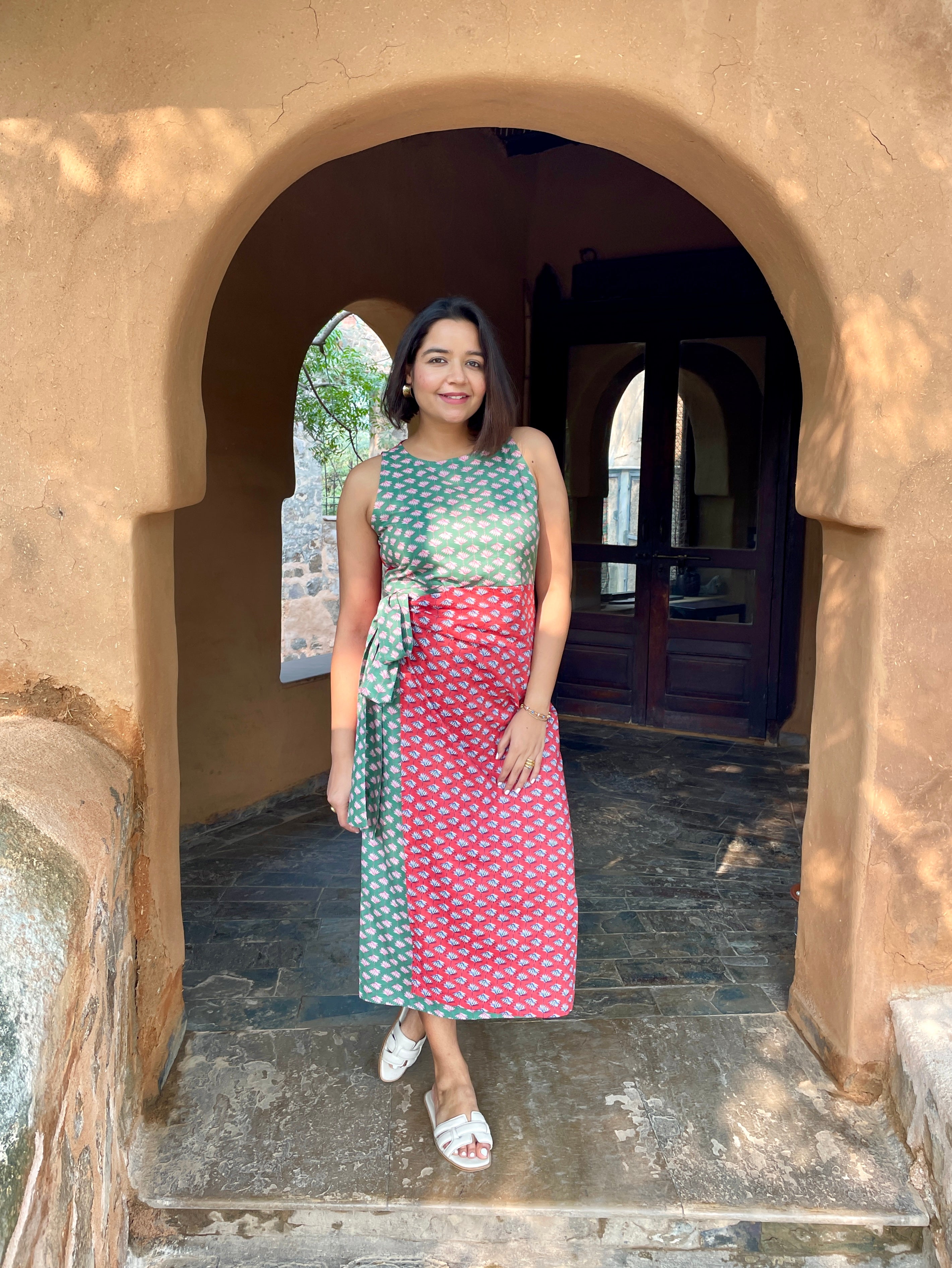 Red Green Wrap Dress image 2