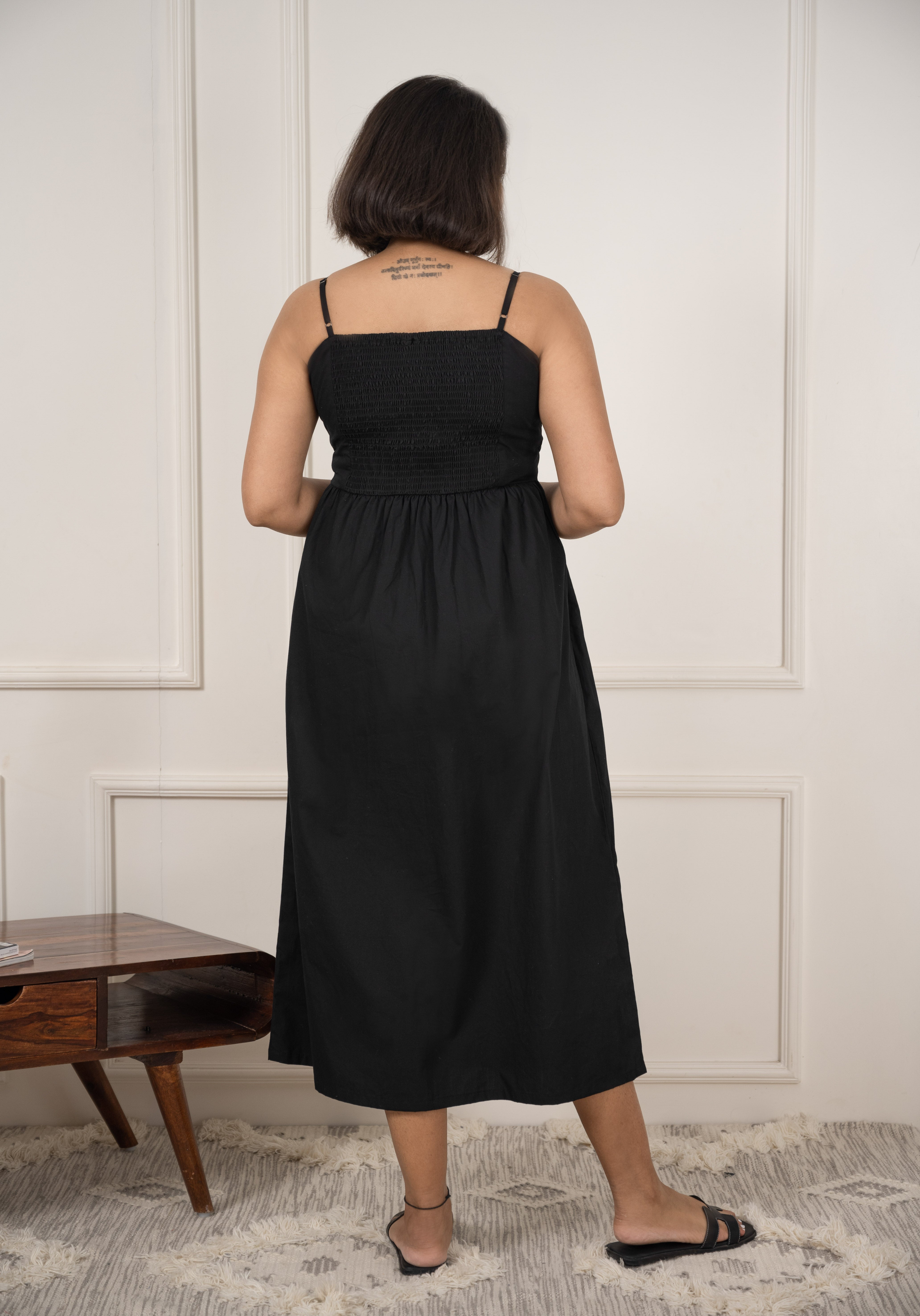 Black Smocked Maxi Dress image 1