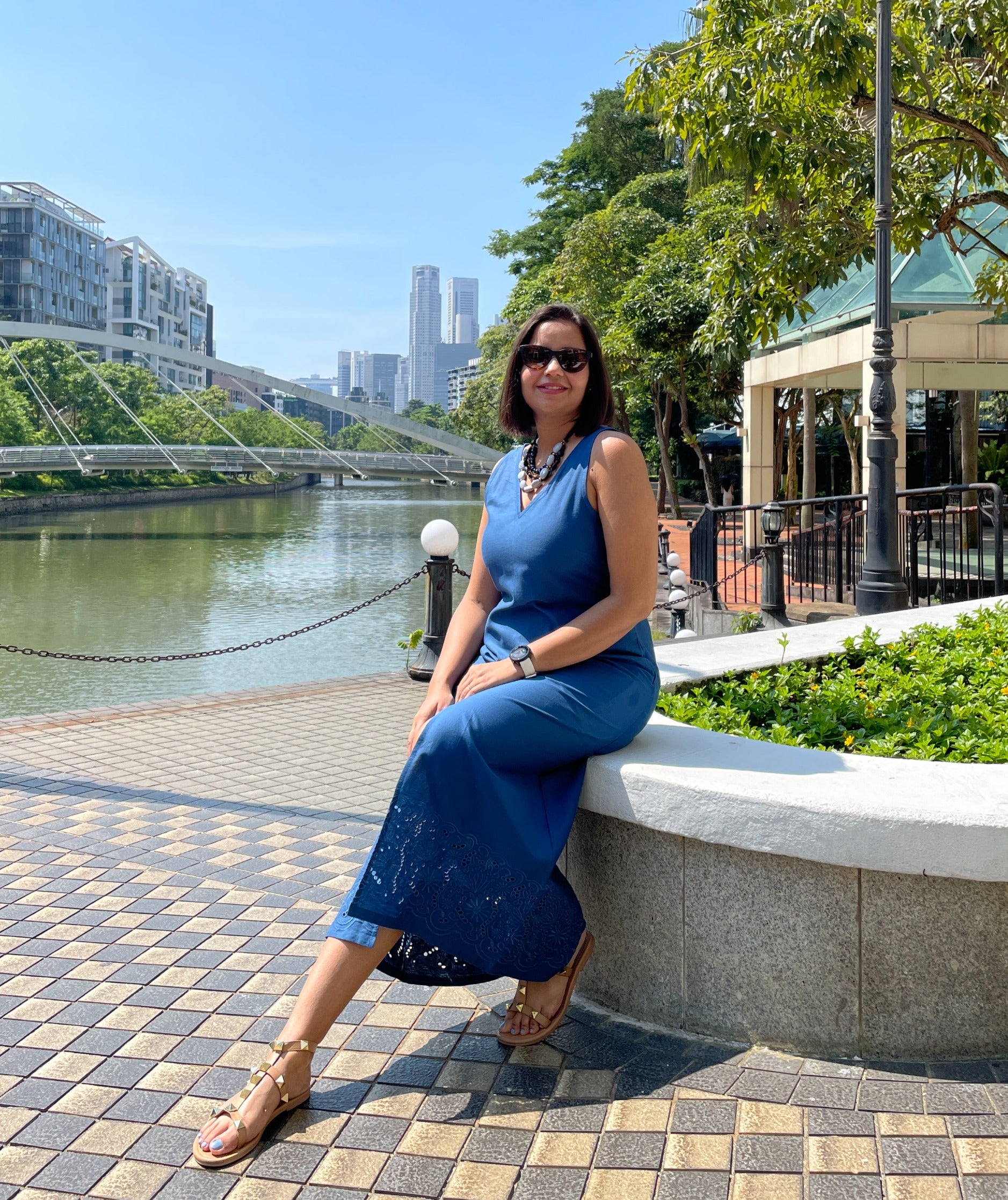 Blue Linen Cotton Dress image 2