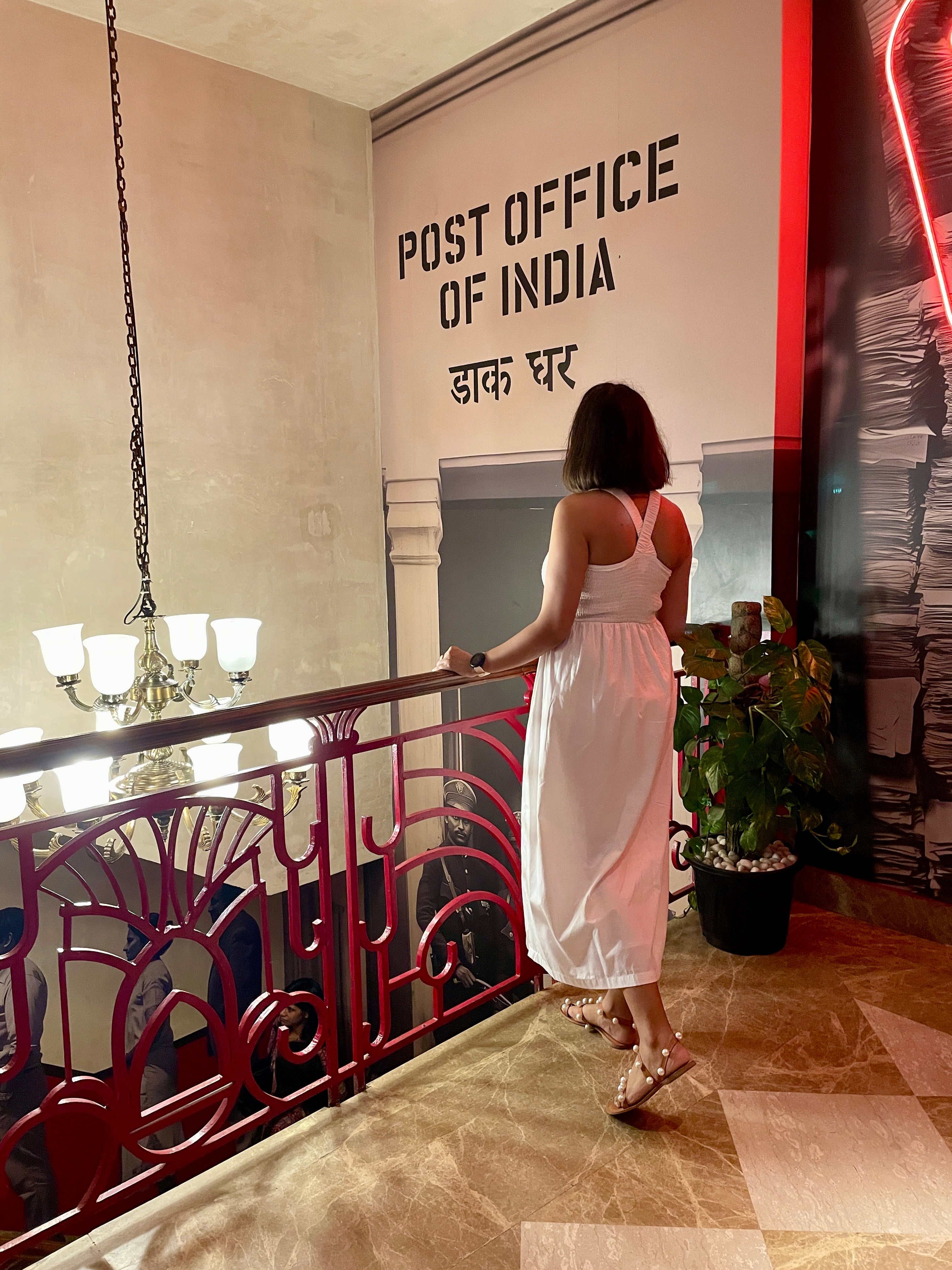 White Smocked Cotton Midi Dress with Pockets image 1