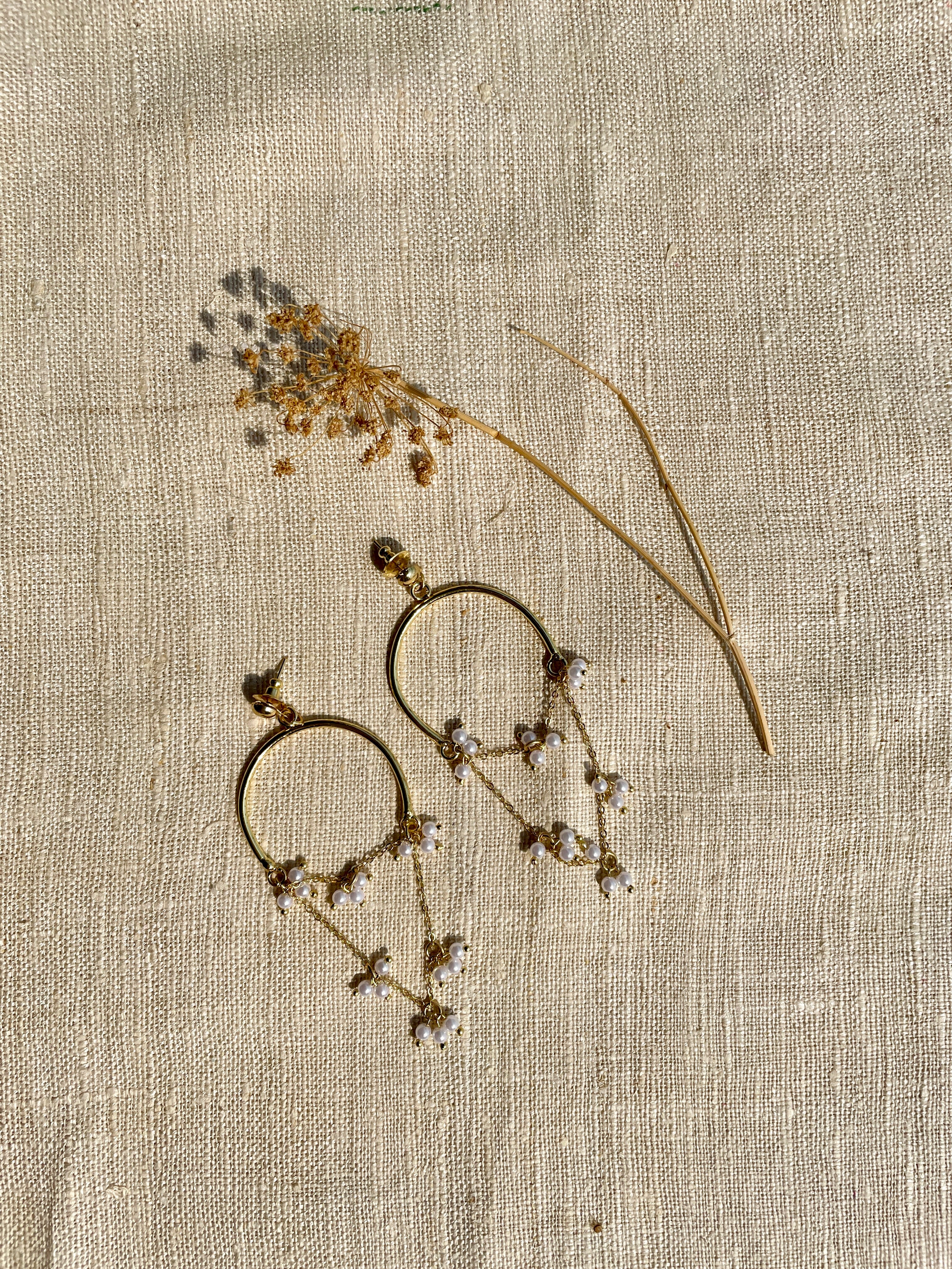 Ivory Glass Pearl Large Hoop image 1