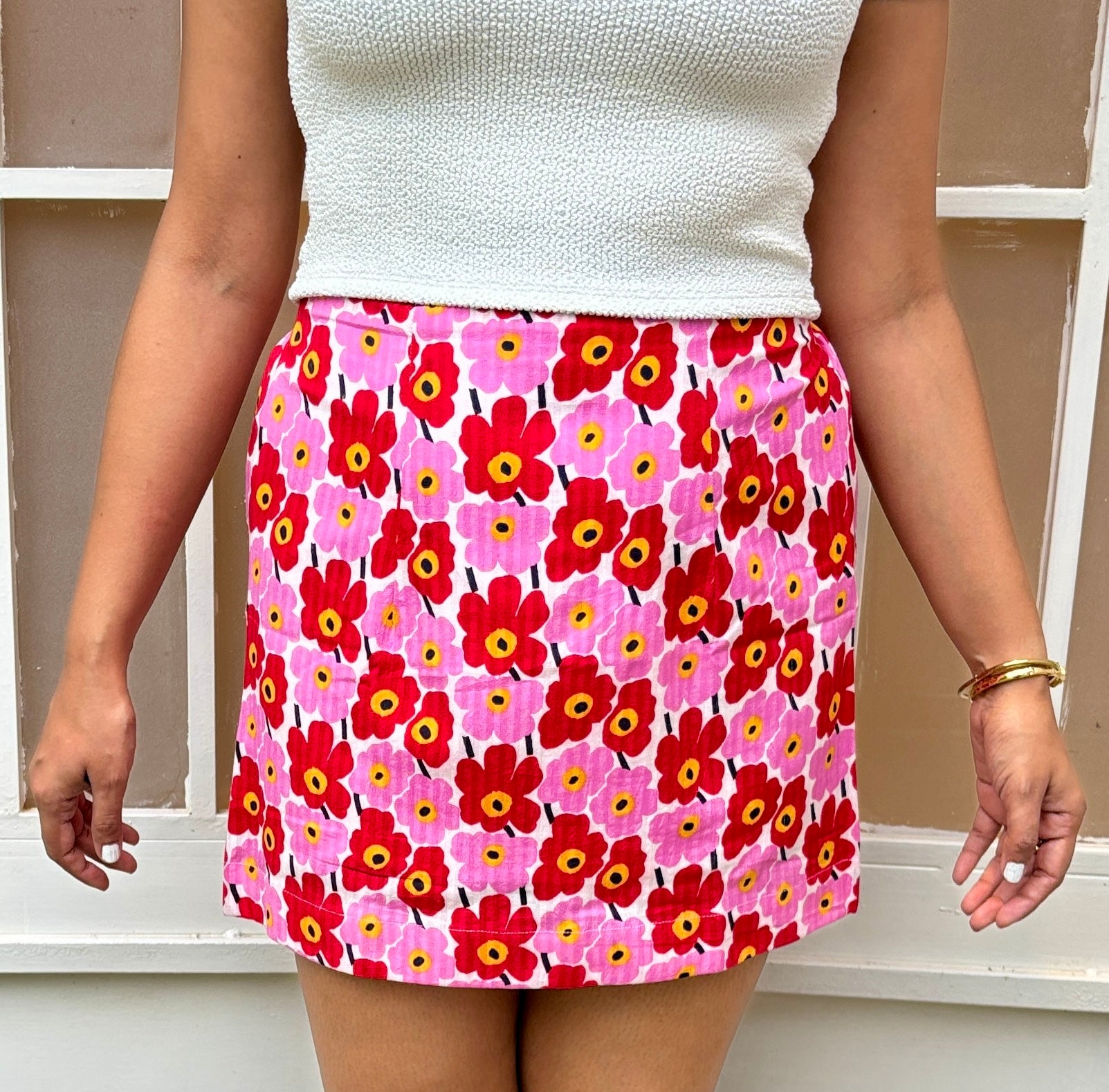 Red Flower Mini Skirt image 1