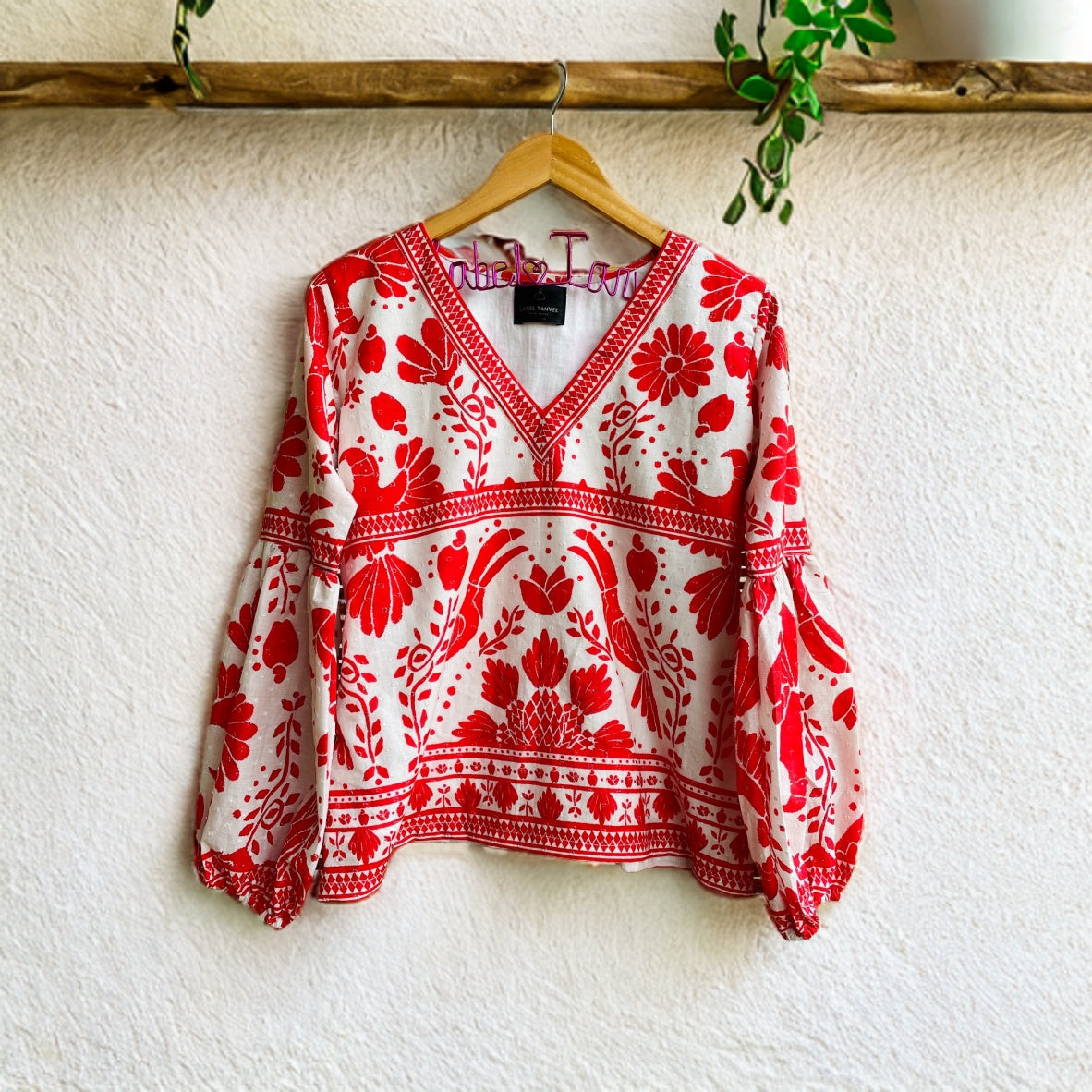 Red Bird Print Top image 1