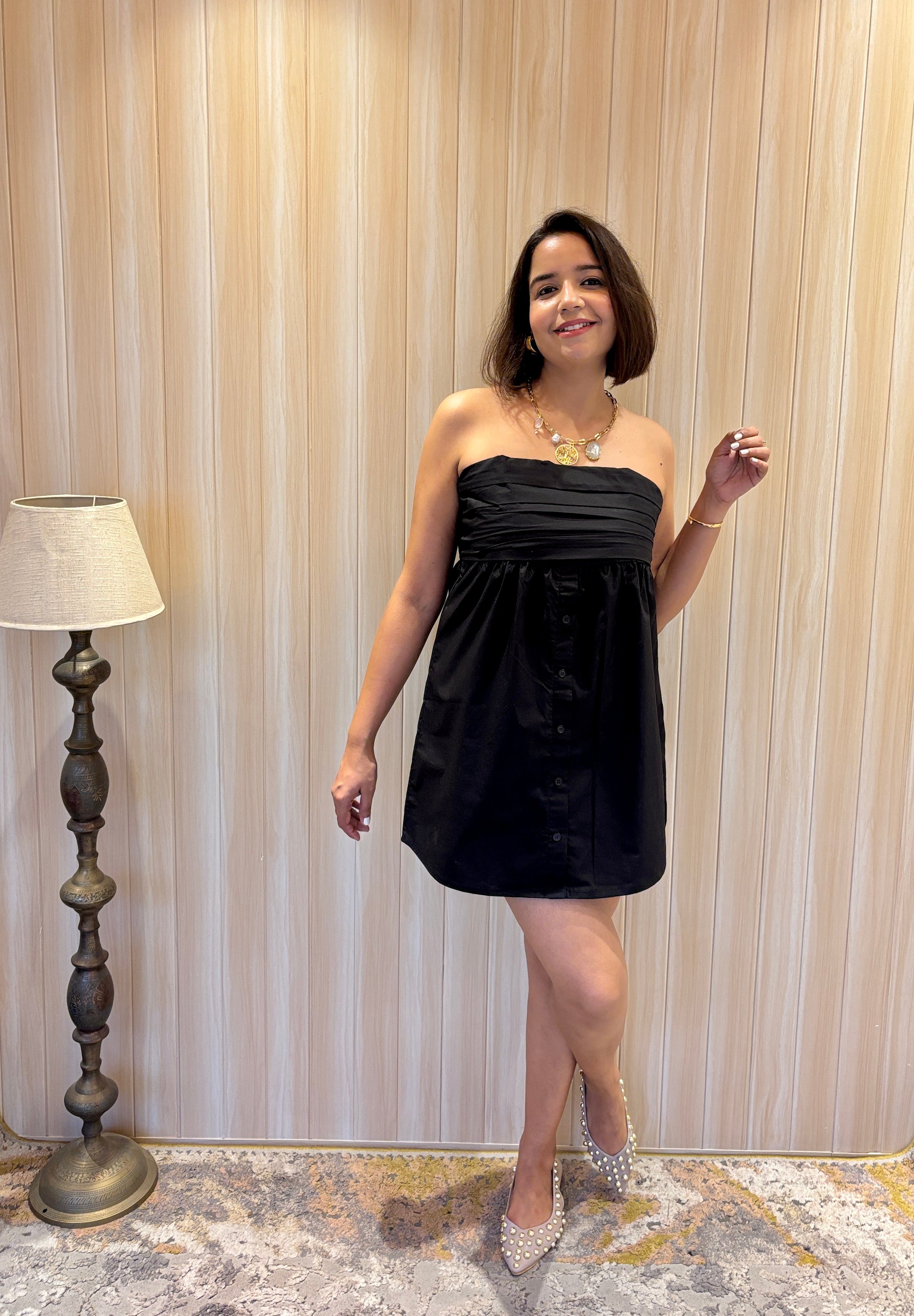 Midnight Muse Cotton Tube Shirt Smocked Dress image 6