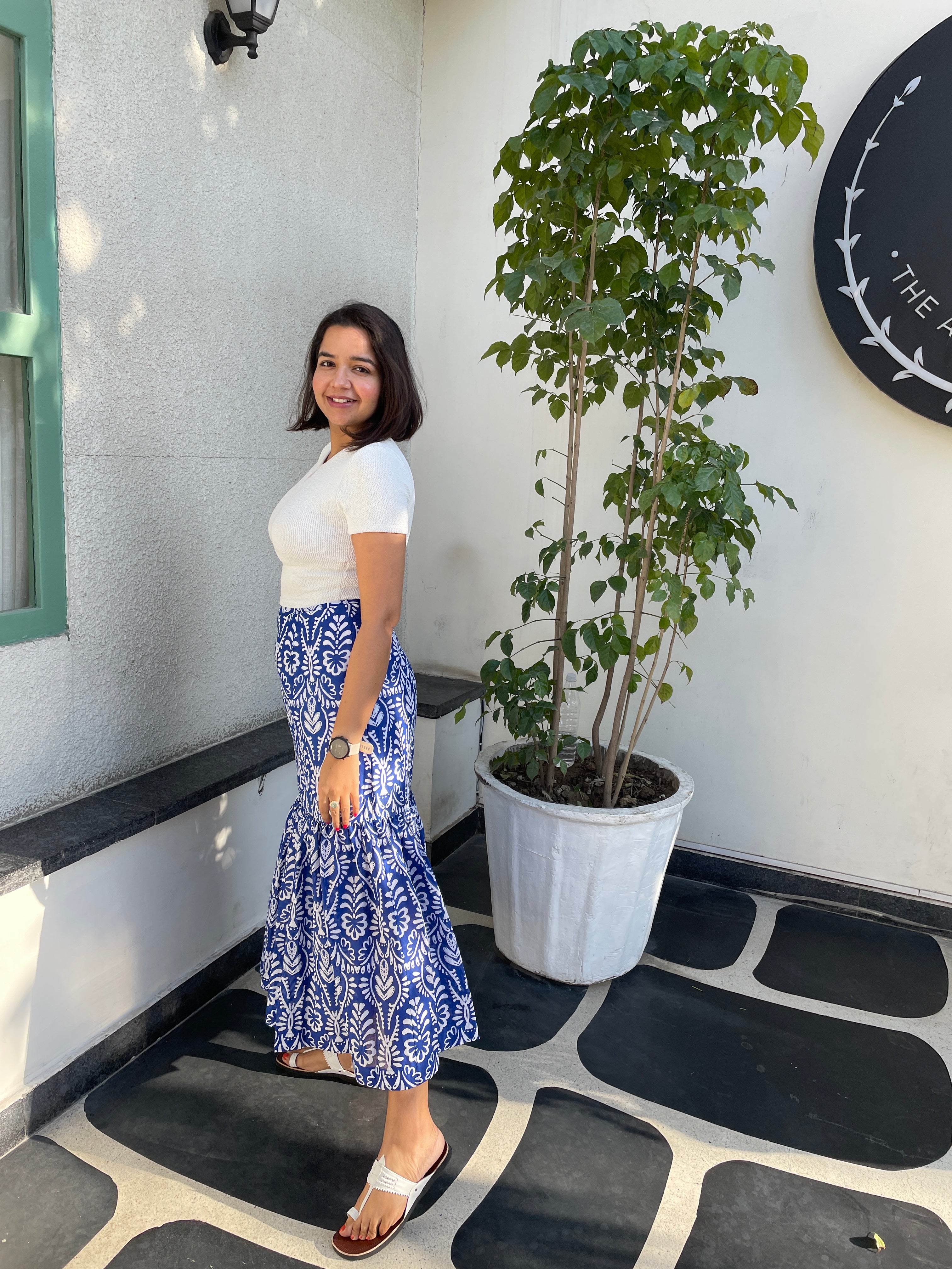 Blue Printed Maxi Skirt image 2