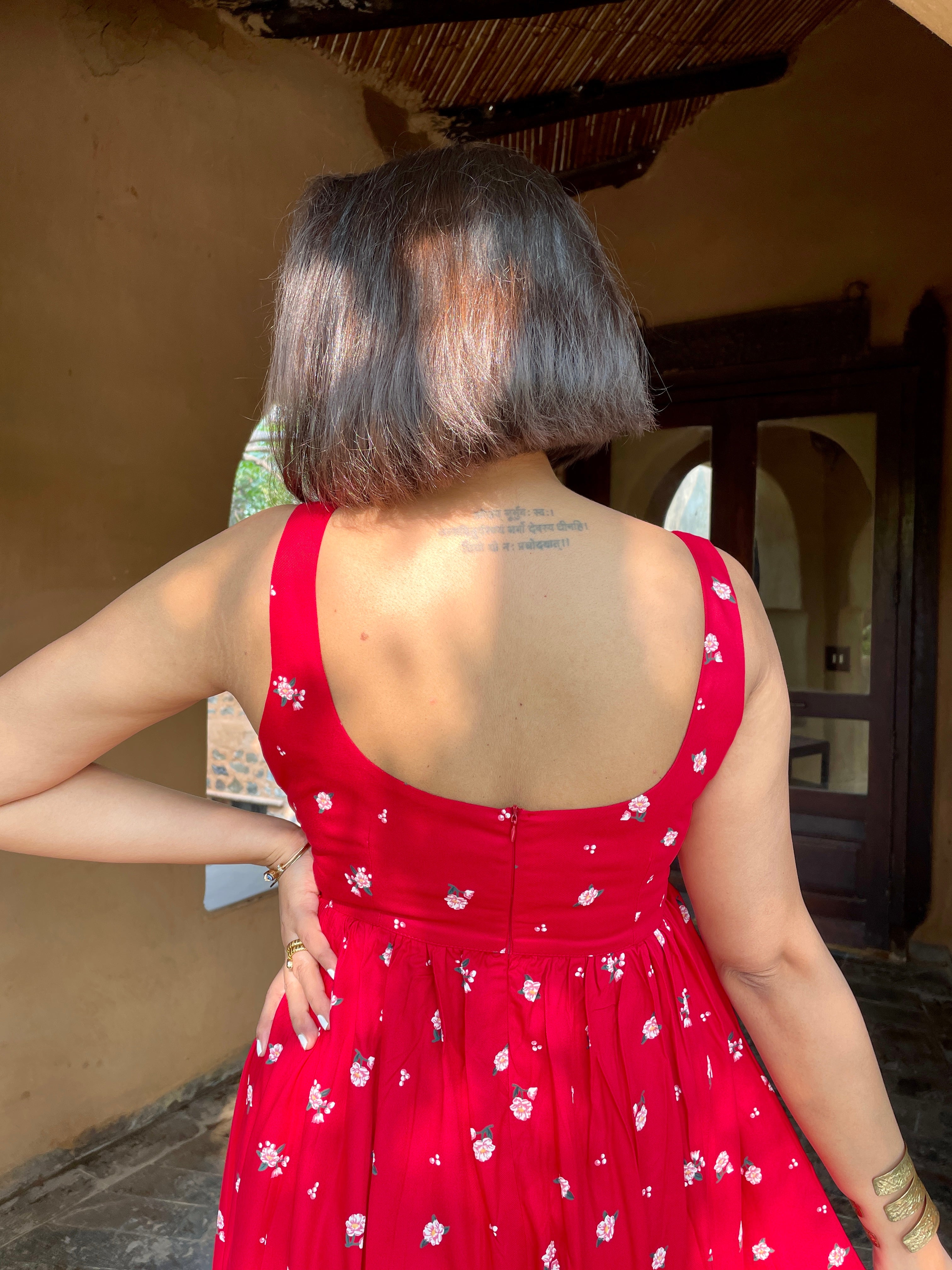 Red Flower Maxi Dress image 3