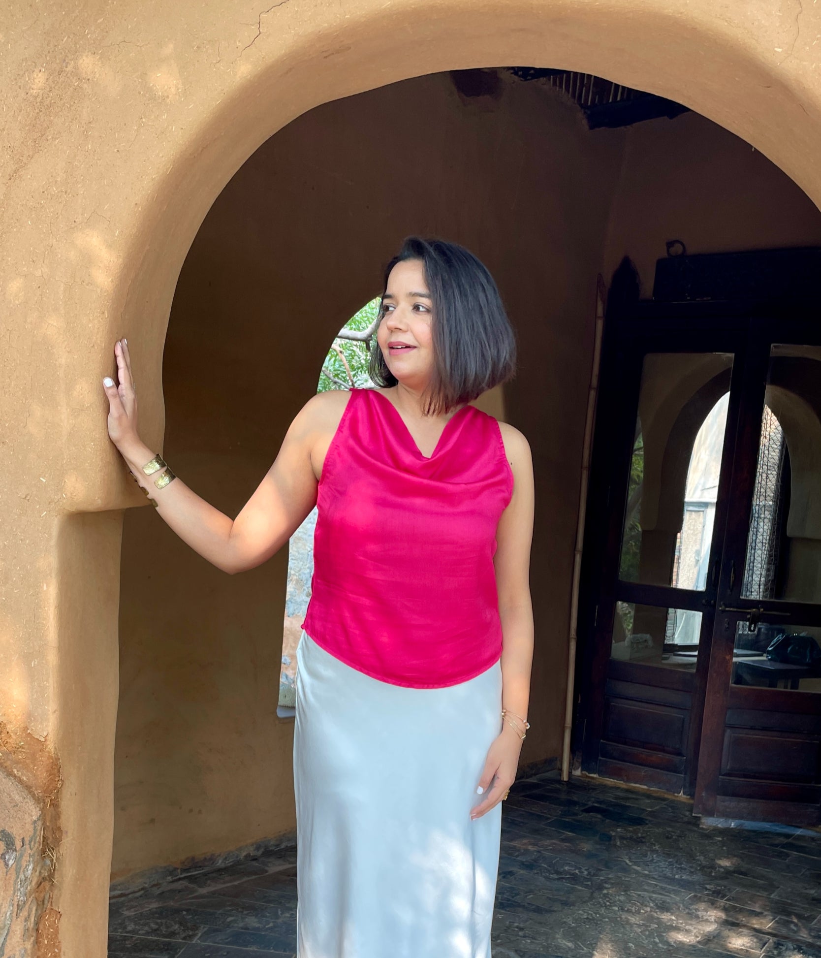 Magenta Cowl Neck Top image 0