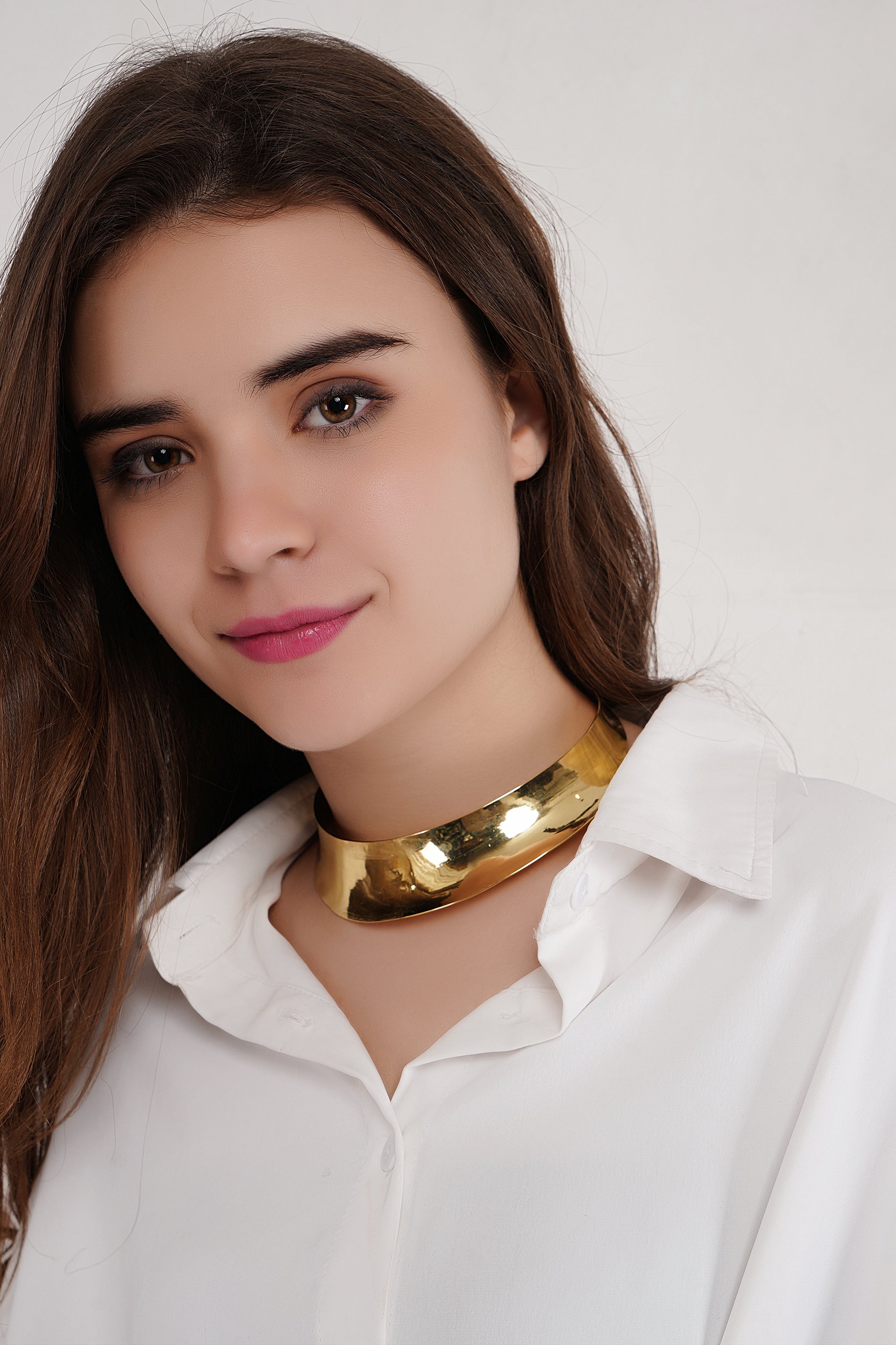 Brass Metal Statement Choker Necklace/ Hasli image 0