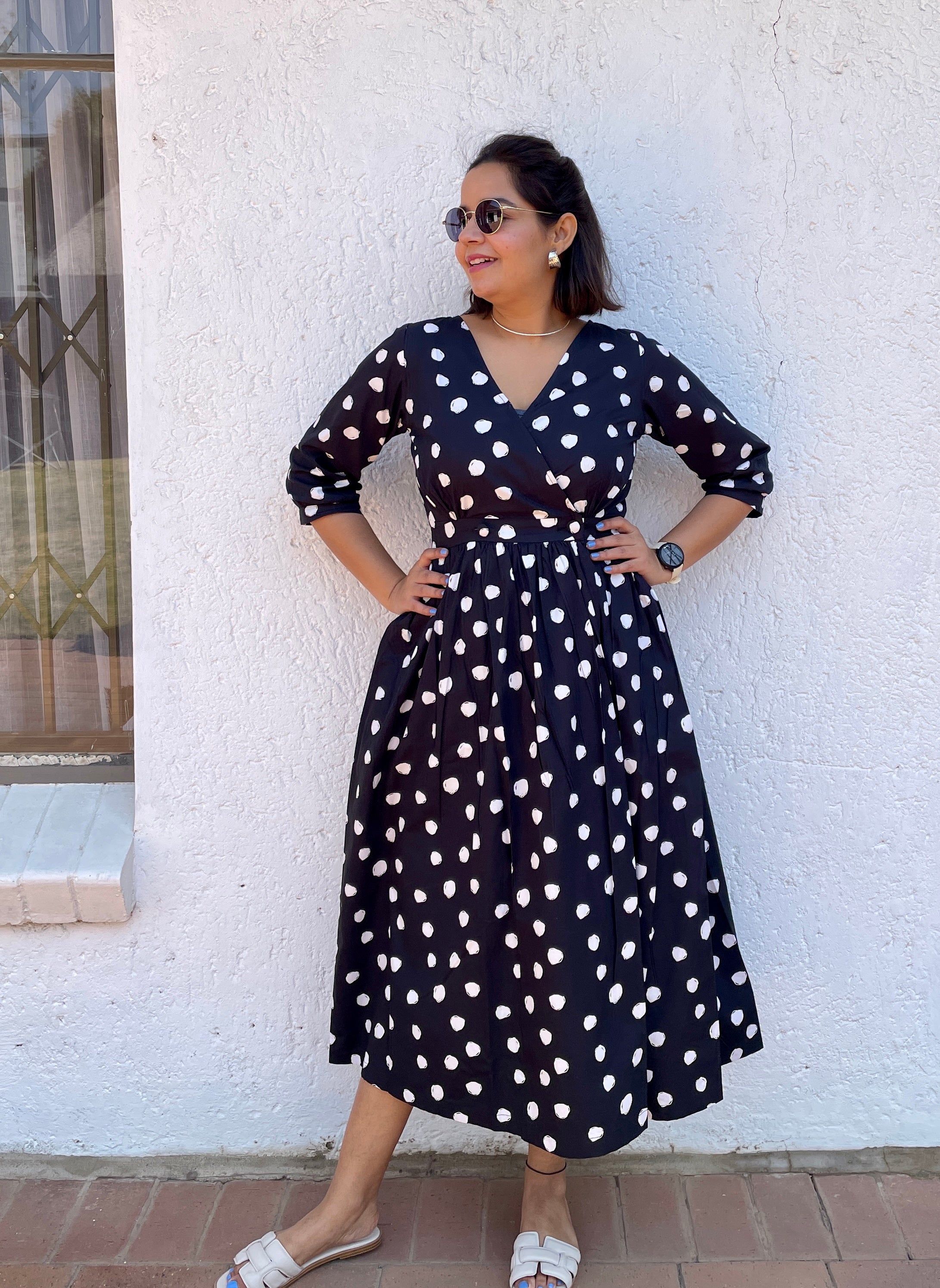 Black Polka Wraparound Dress image 0