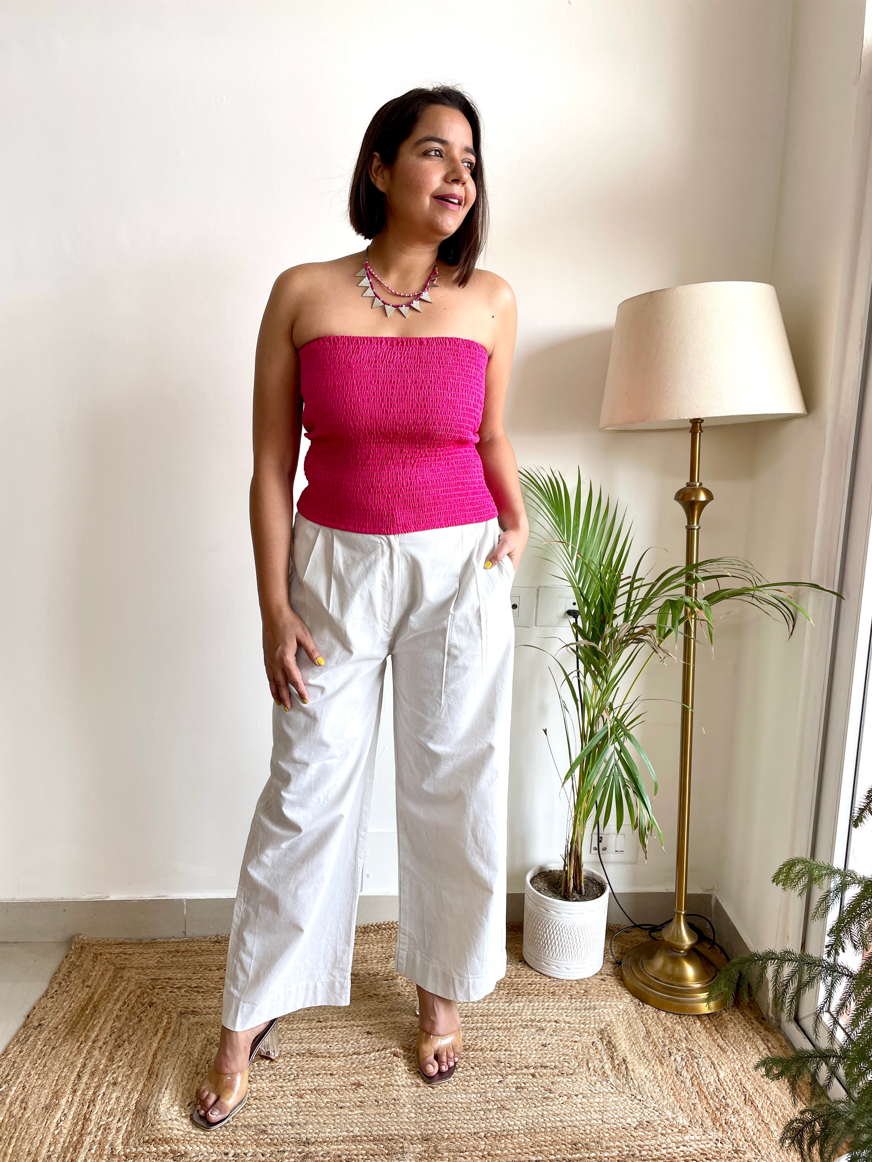 Pink Smocked Cotton Tube Top image 0