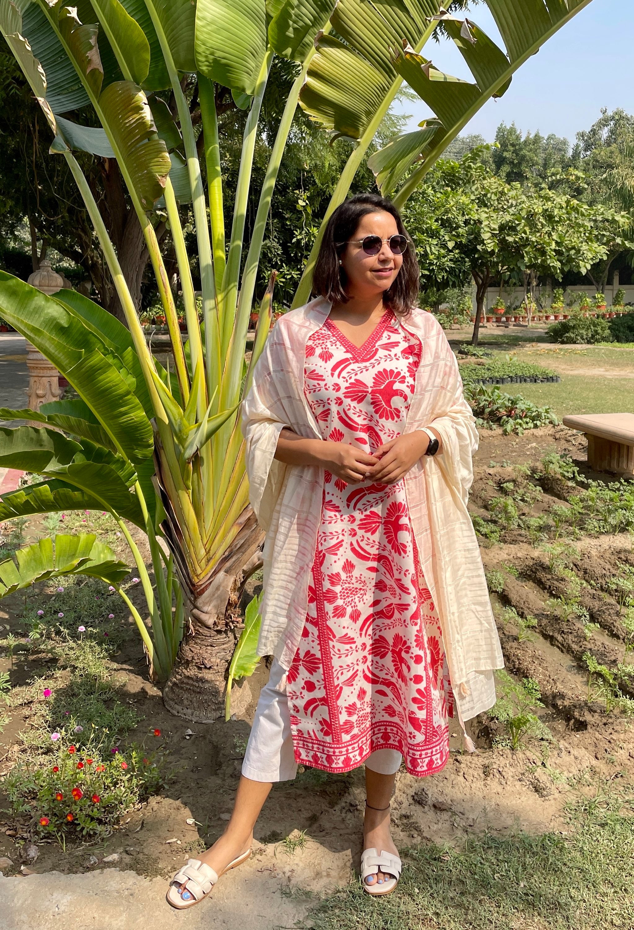 Red Bird Print Kurta image 1