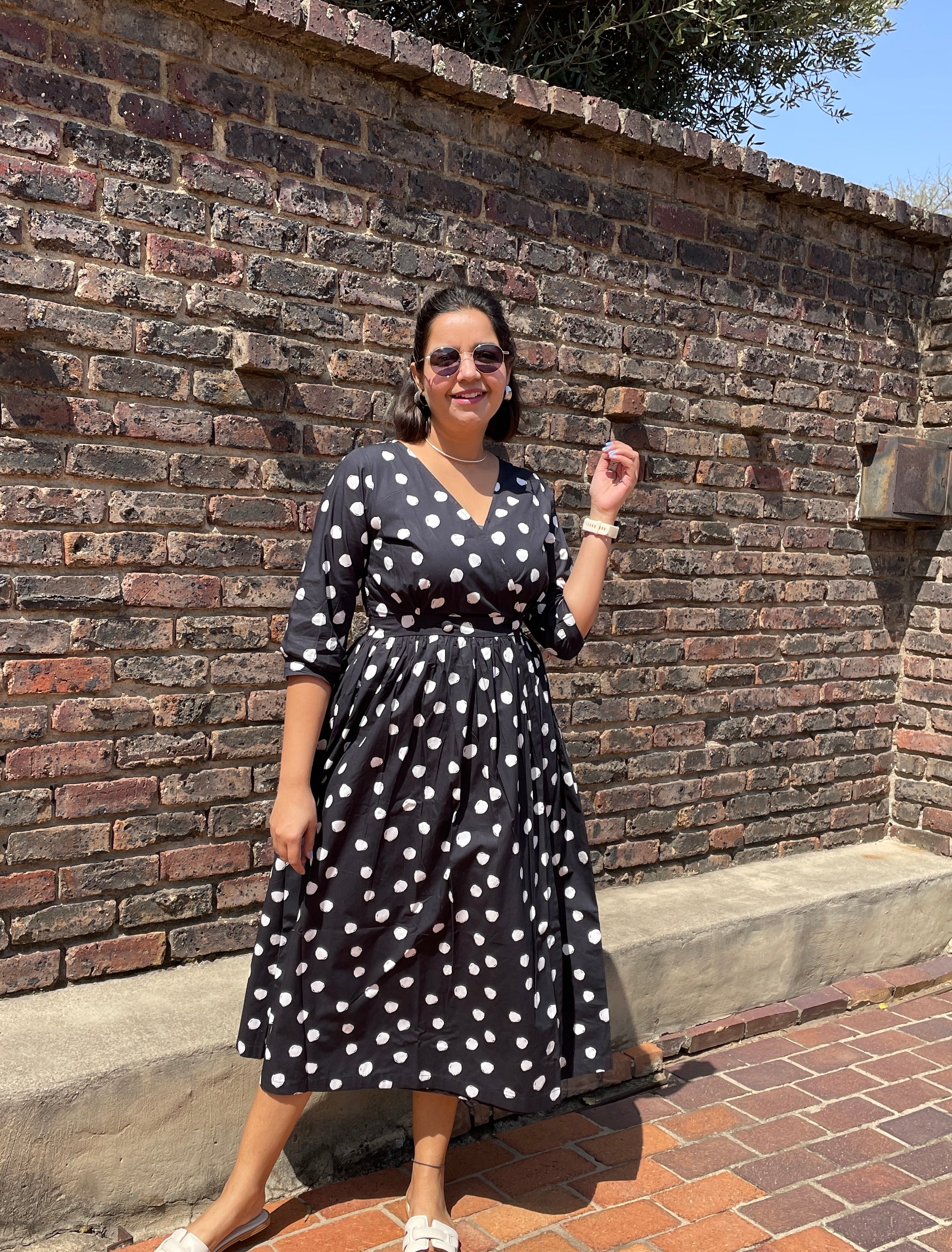 Black Polka Wraparound Dress image 4