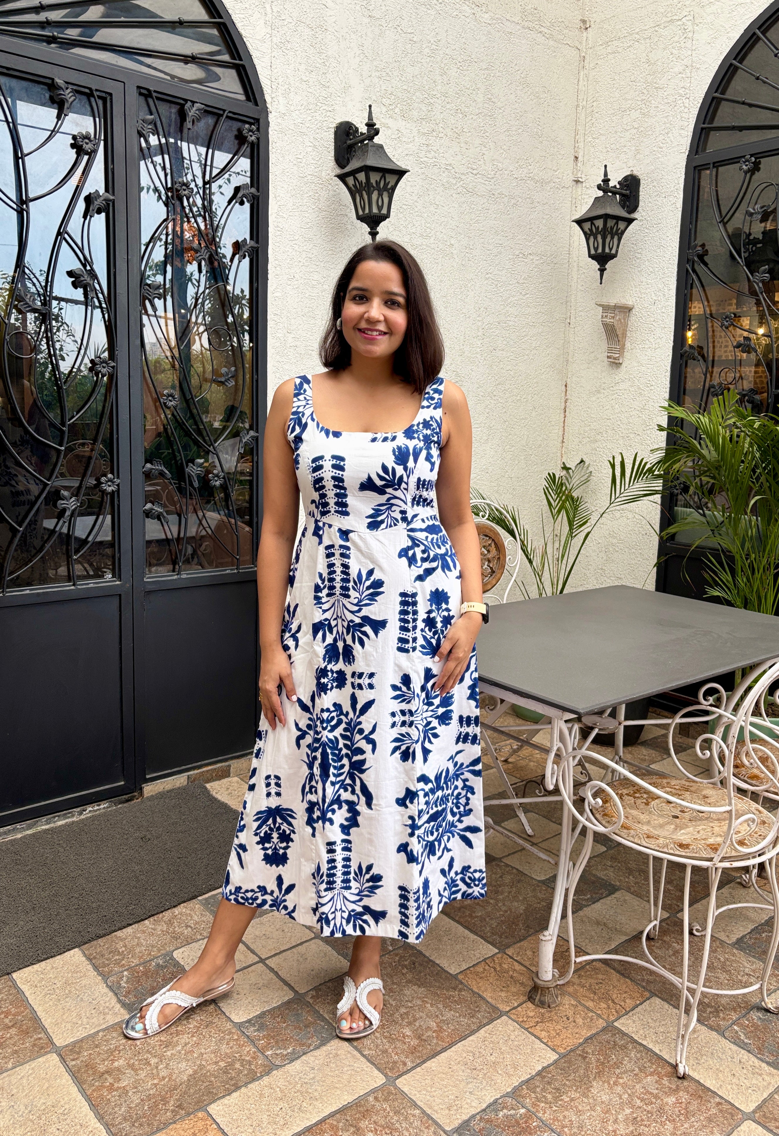 Indigo Garden Cotton Long Dress image 0