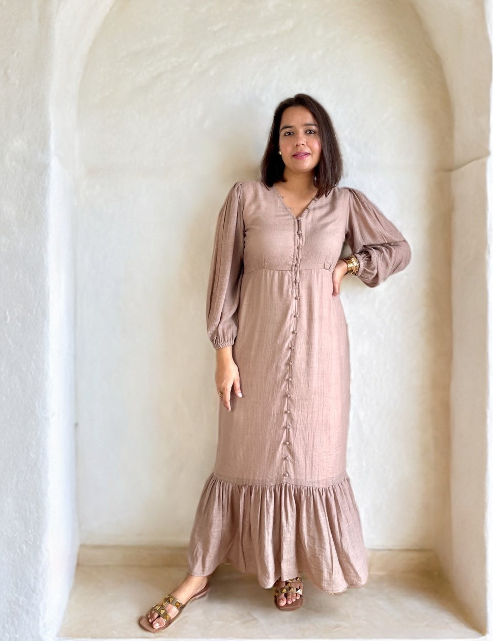 Solid Brown Maxi Dress image 0