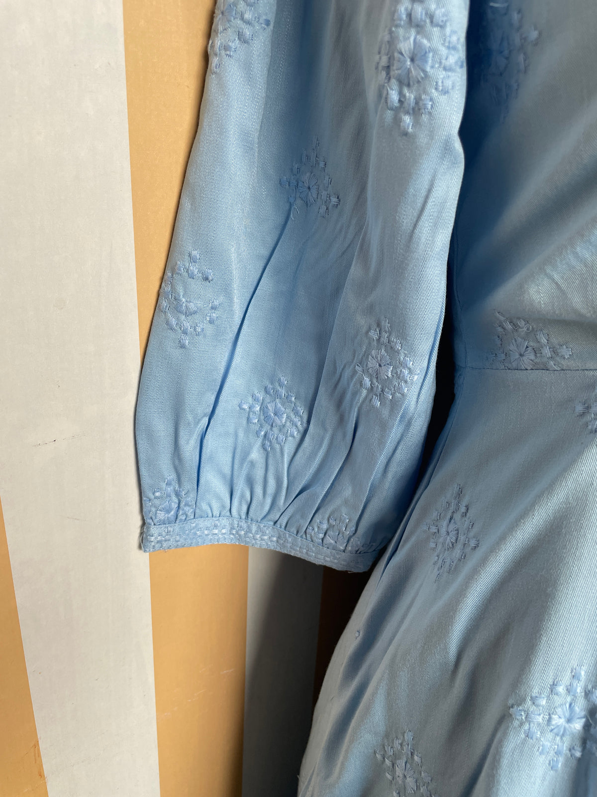 Powder Blue Embroidered Midi Dress