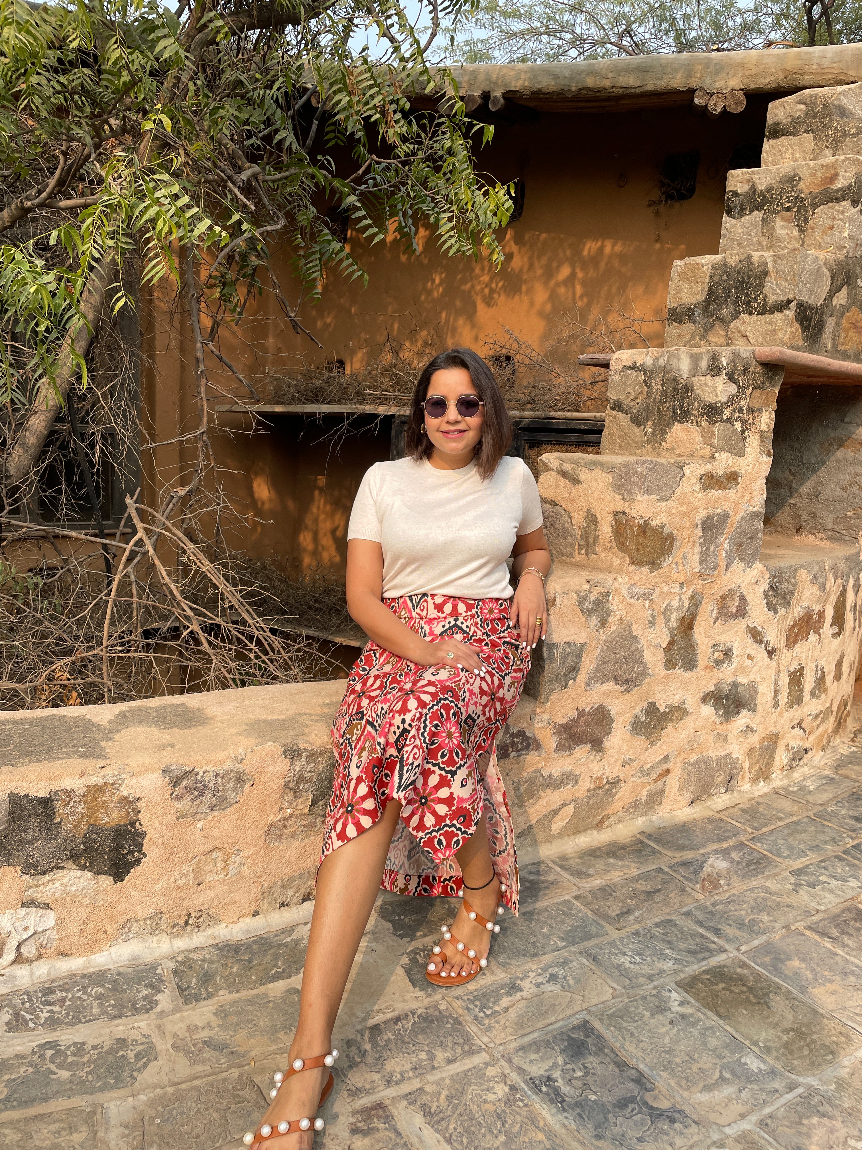 Ikat Printed A-Line Midi Skirt image 5