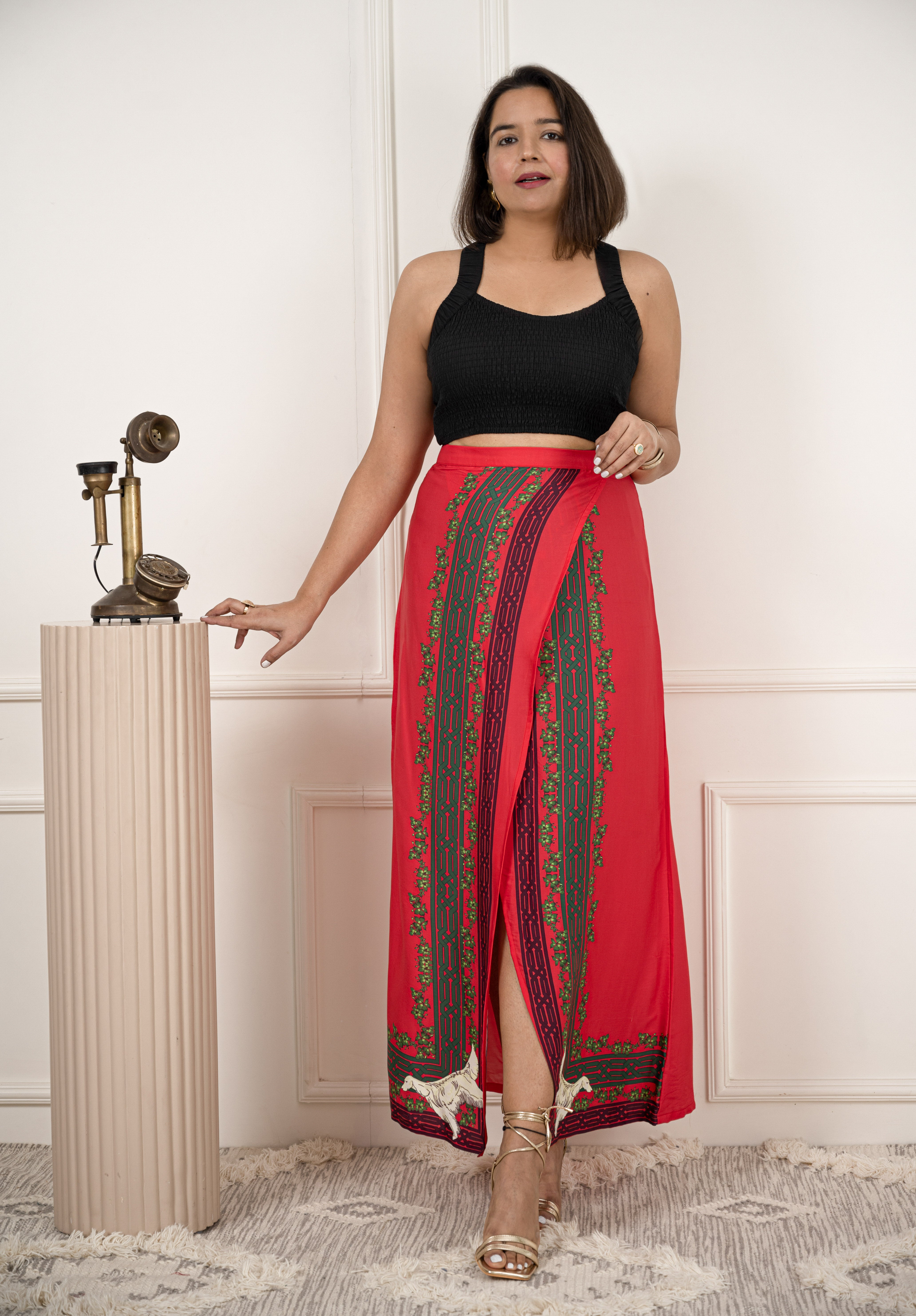 Coral Red Long Skirt image 3