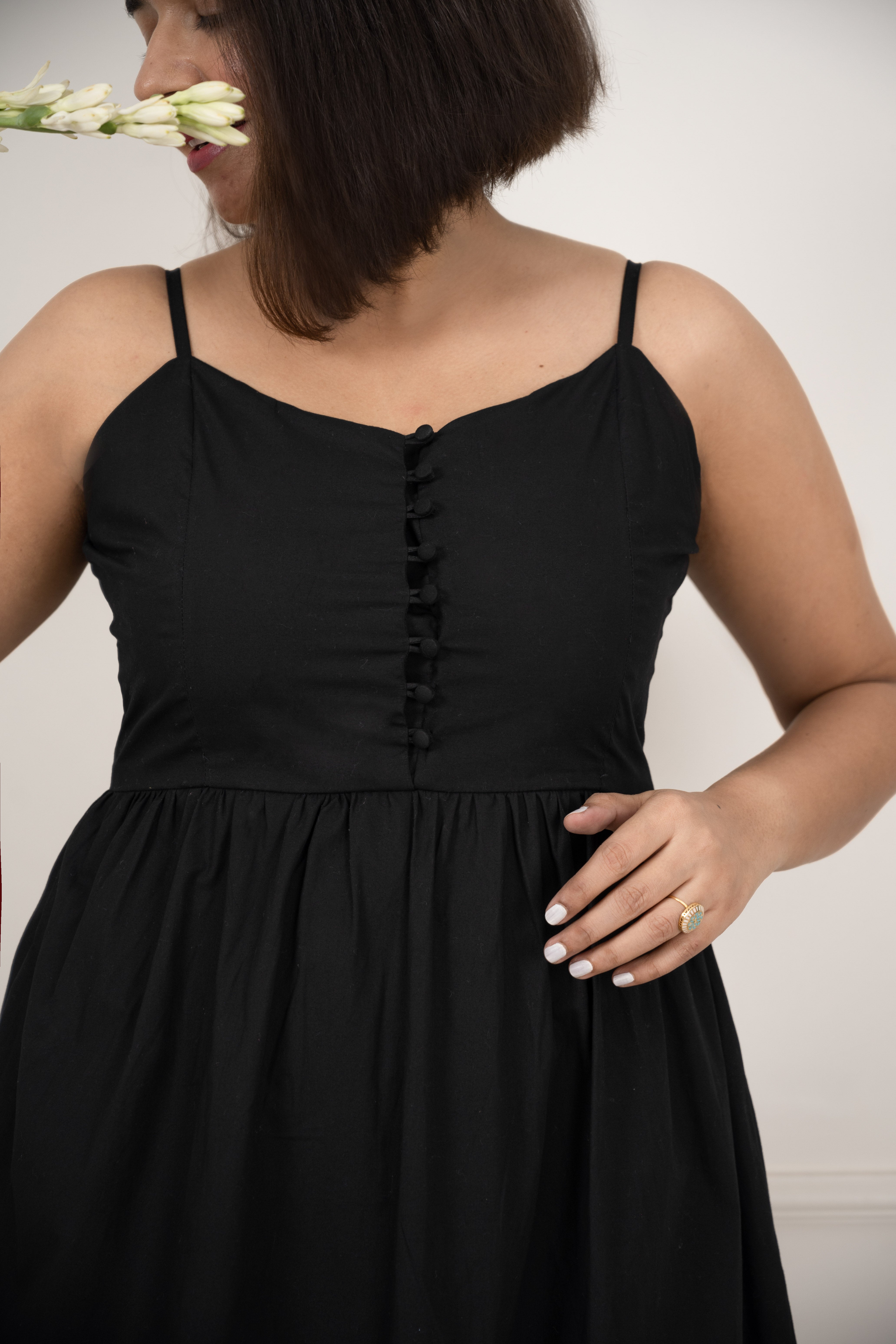 Black Smocked Maxi Dress image 2