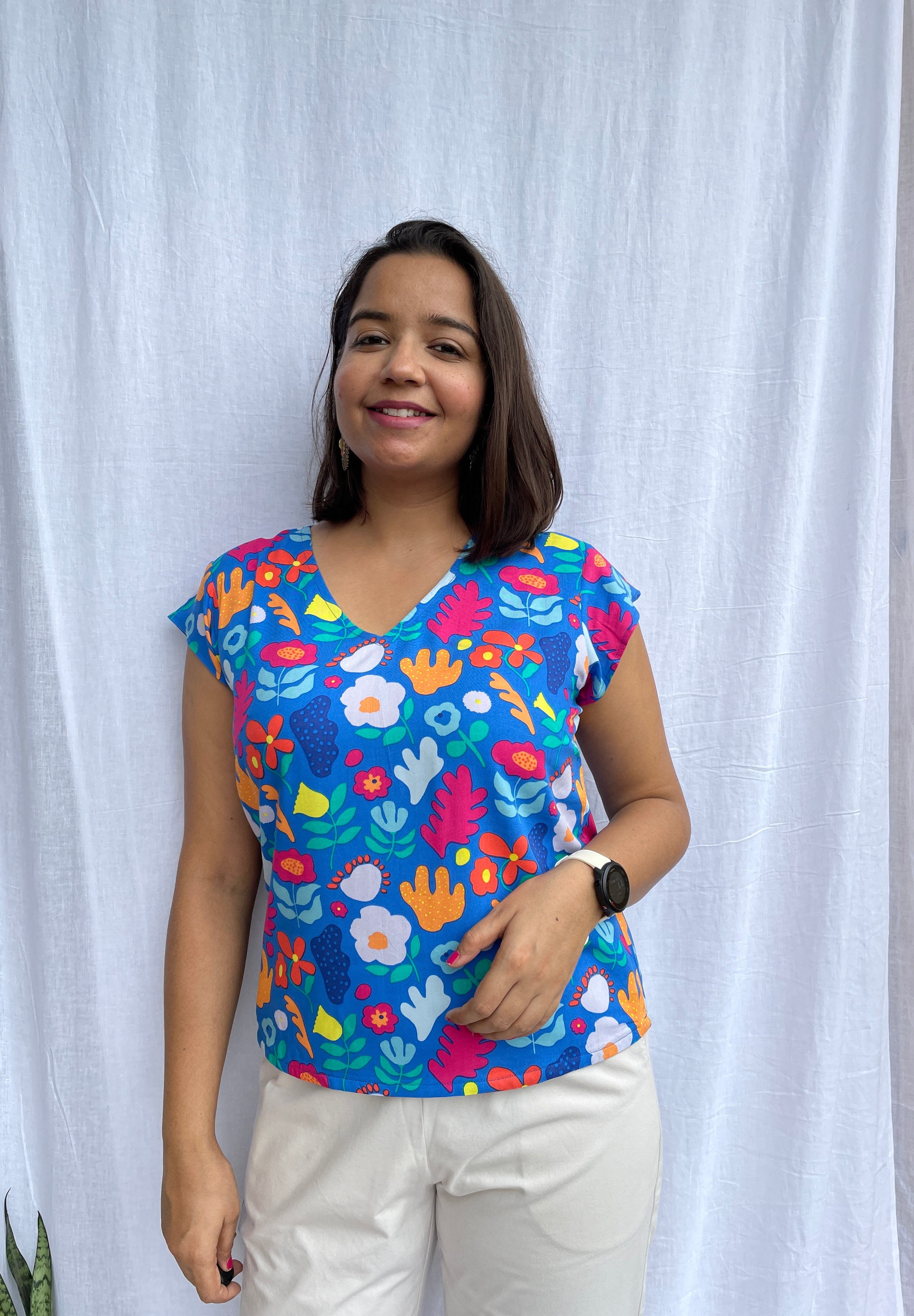 Blue Floral Top image 0