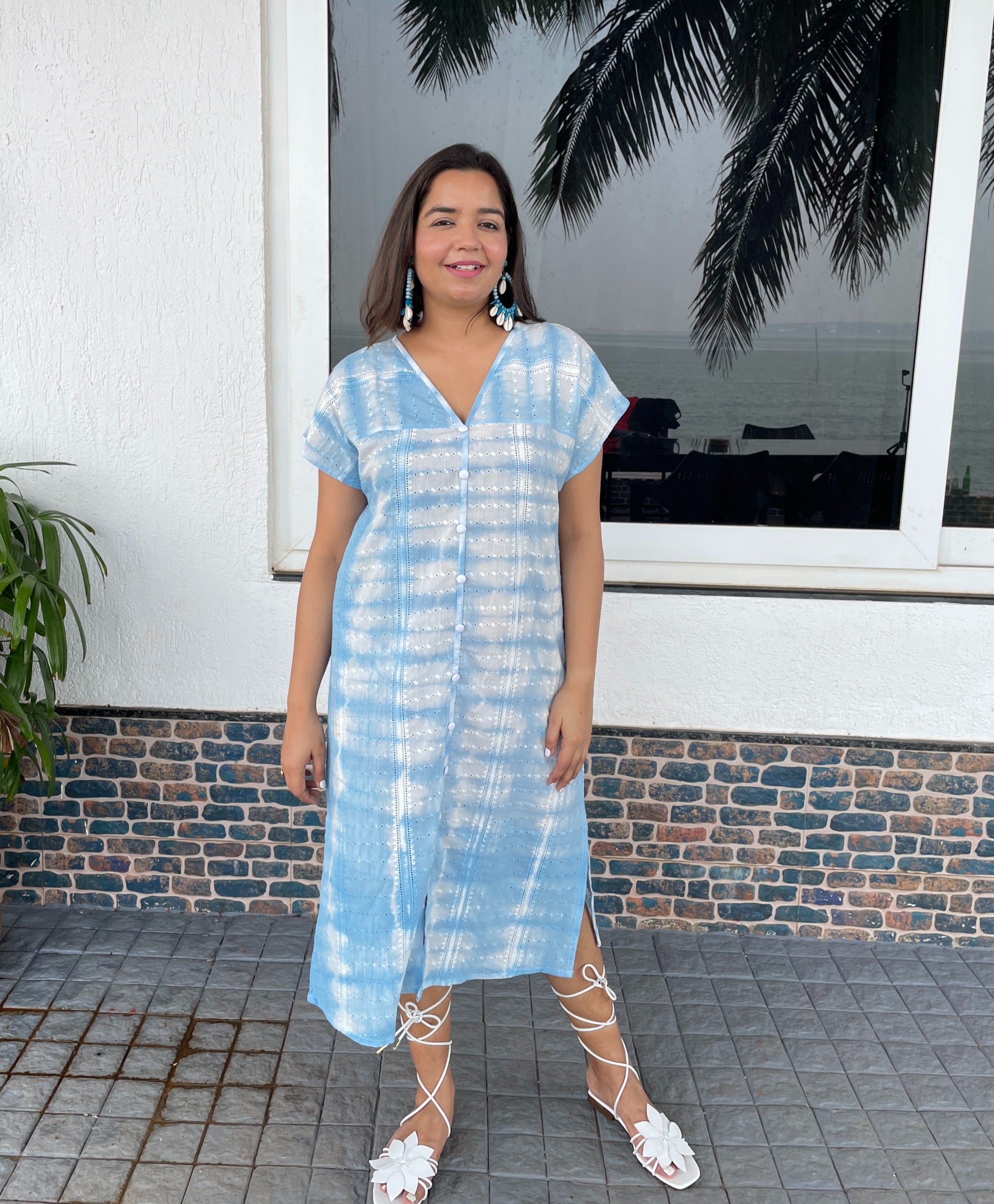 Powder Blue Schiffli Dress image 0