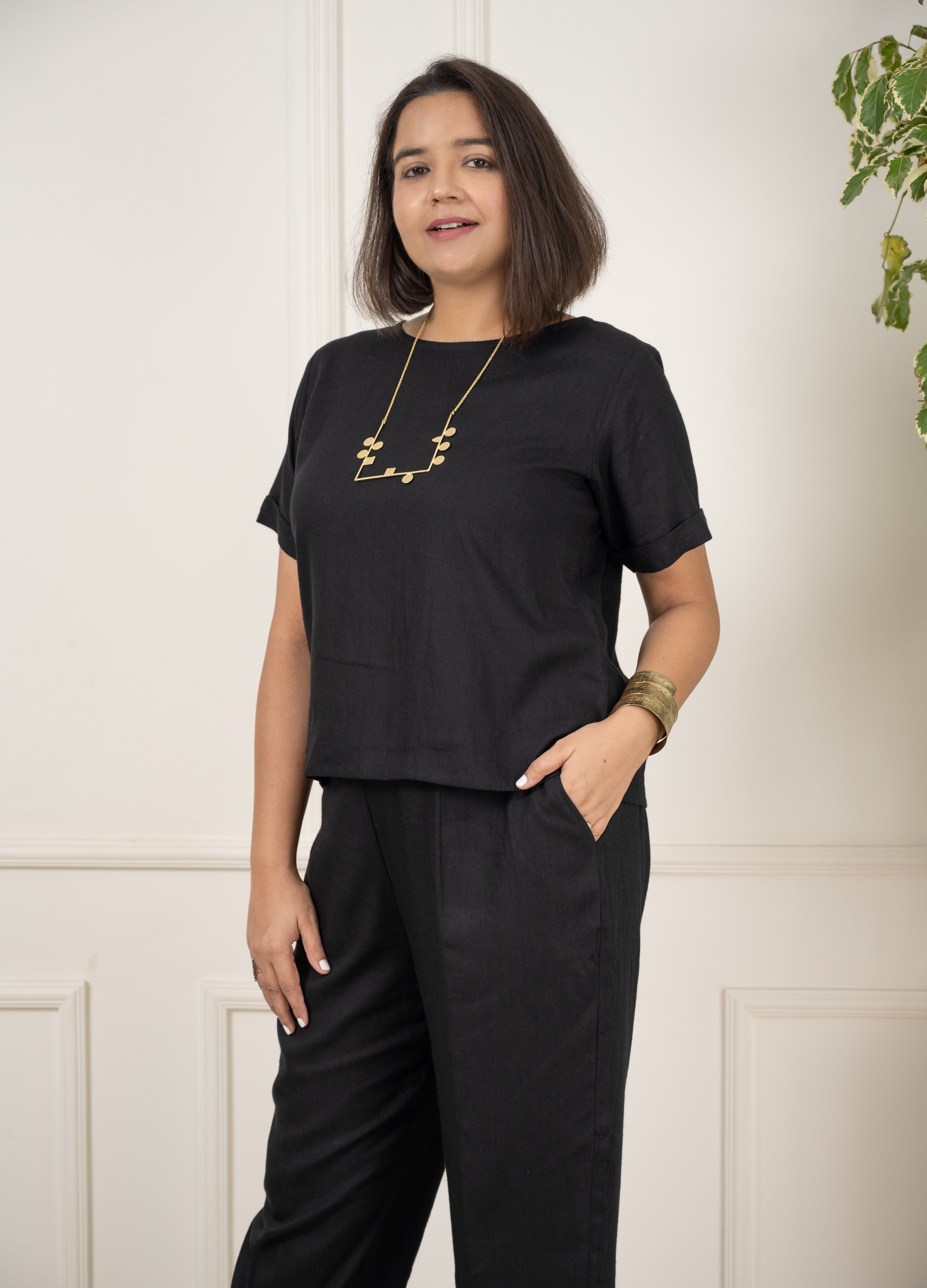 Linen Black Top image 2