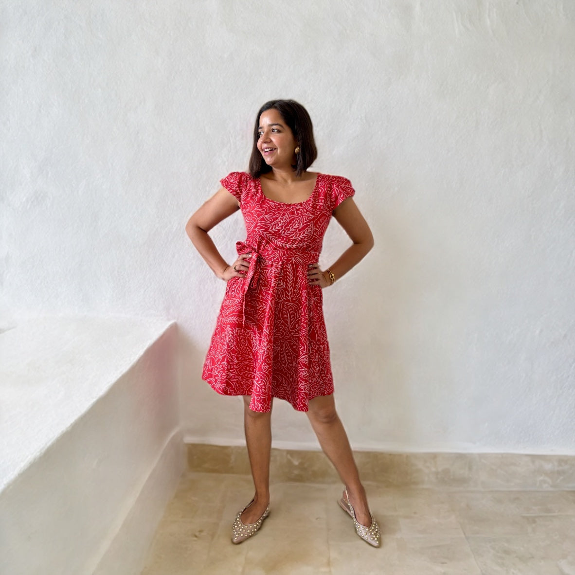 Red Seersucker Skater Dress image 0