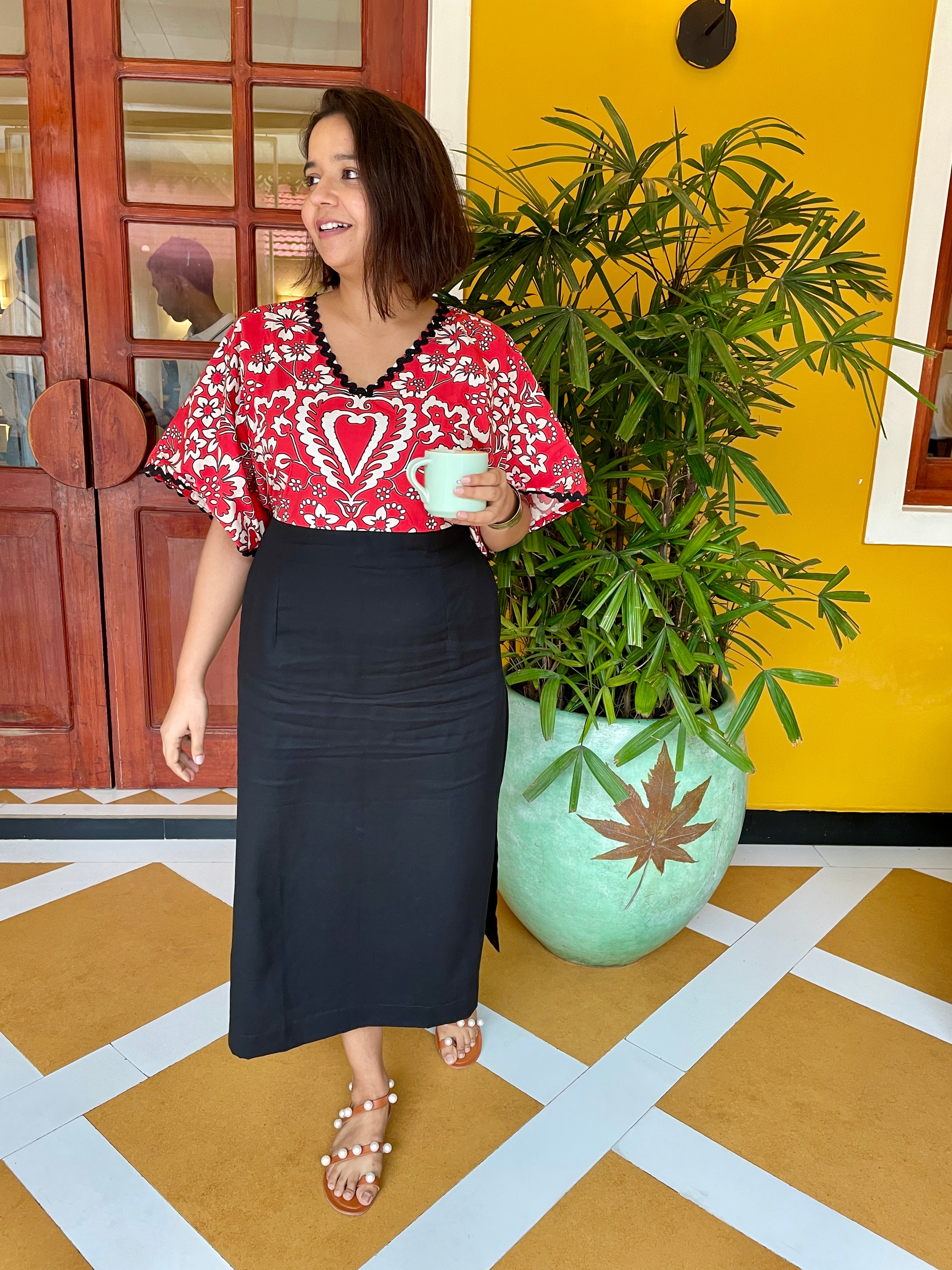 Red Black Kaftan Dress image 6