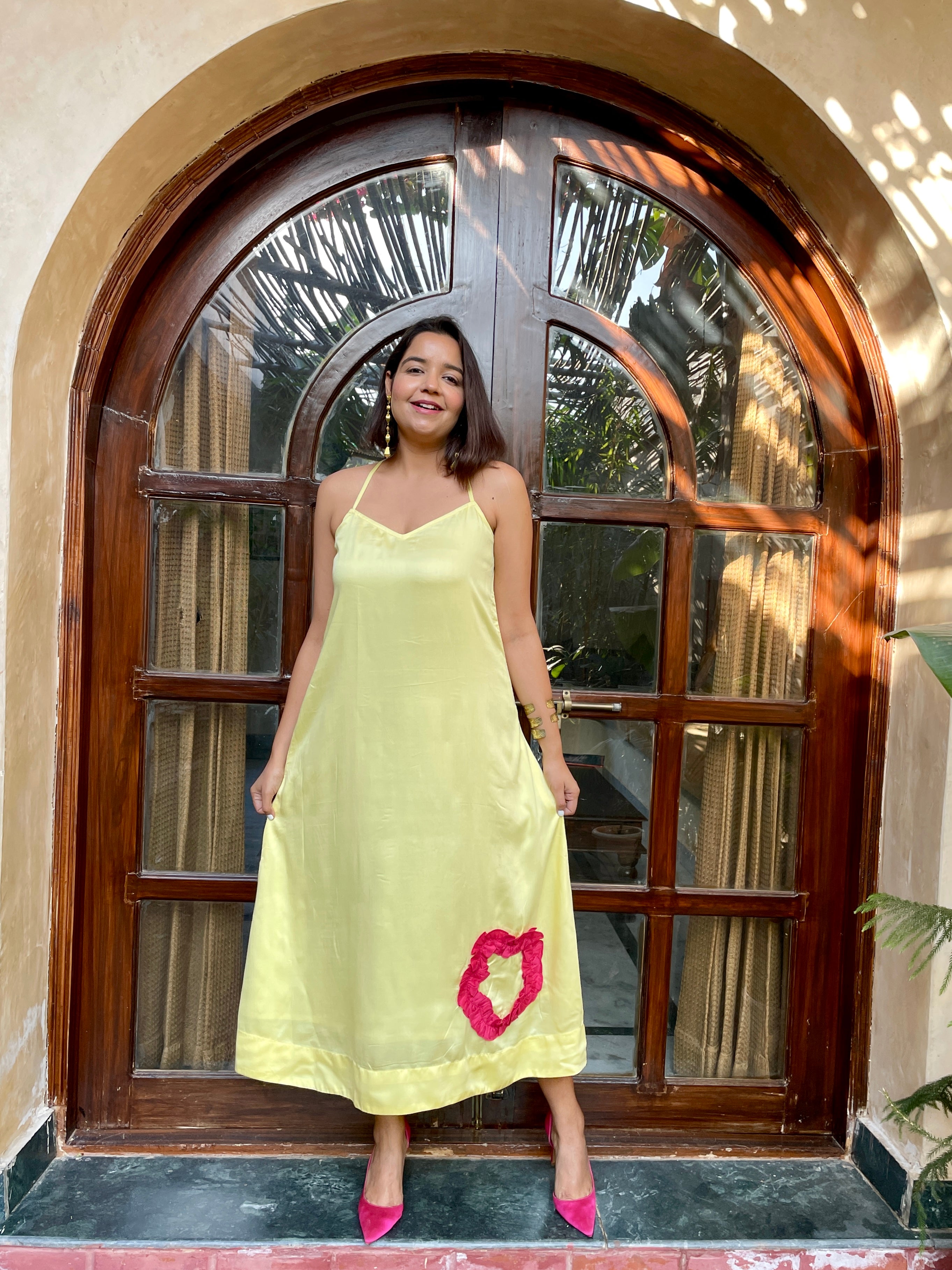 Yellow A Line Strappy Maxi Dress image 4