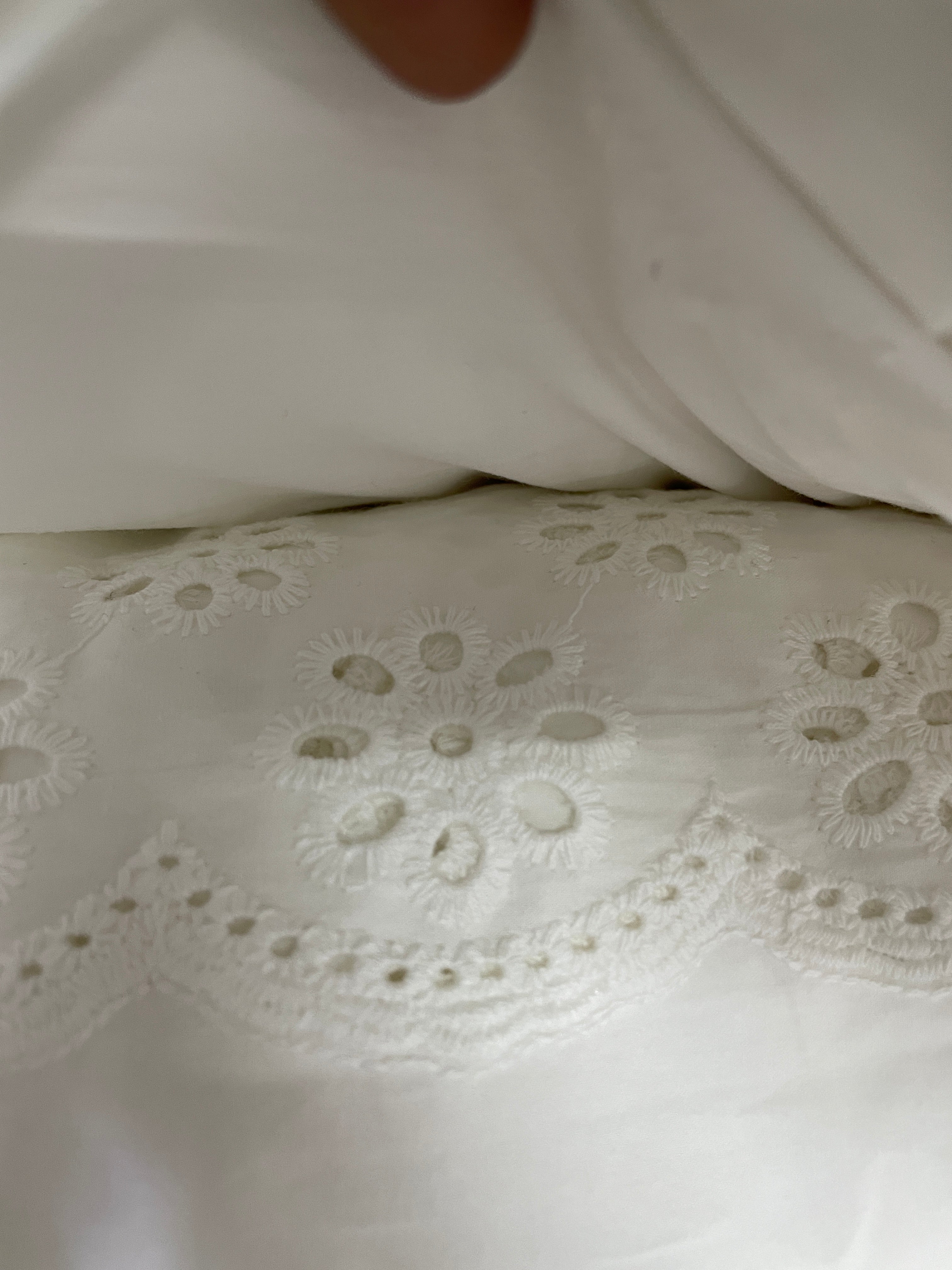 White Schiffli Top and Blue Skirt Coord Set image 2