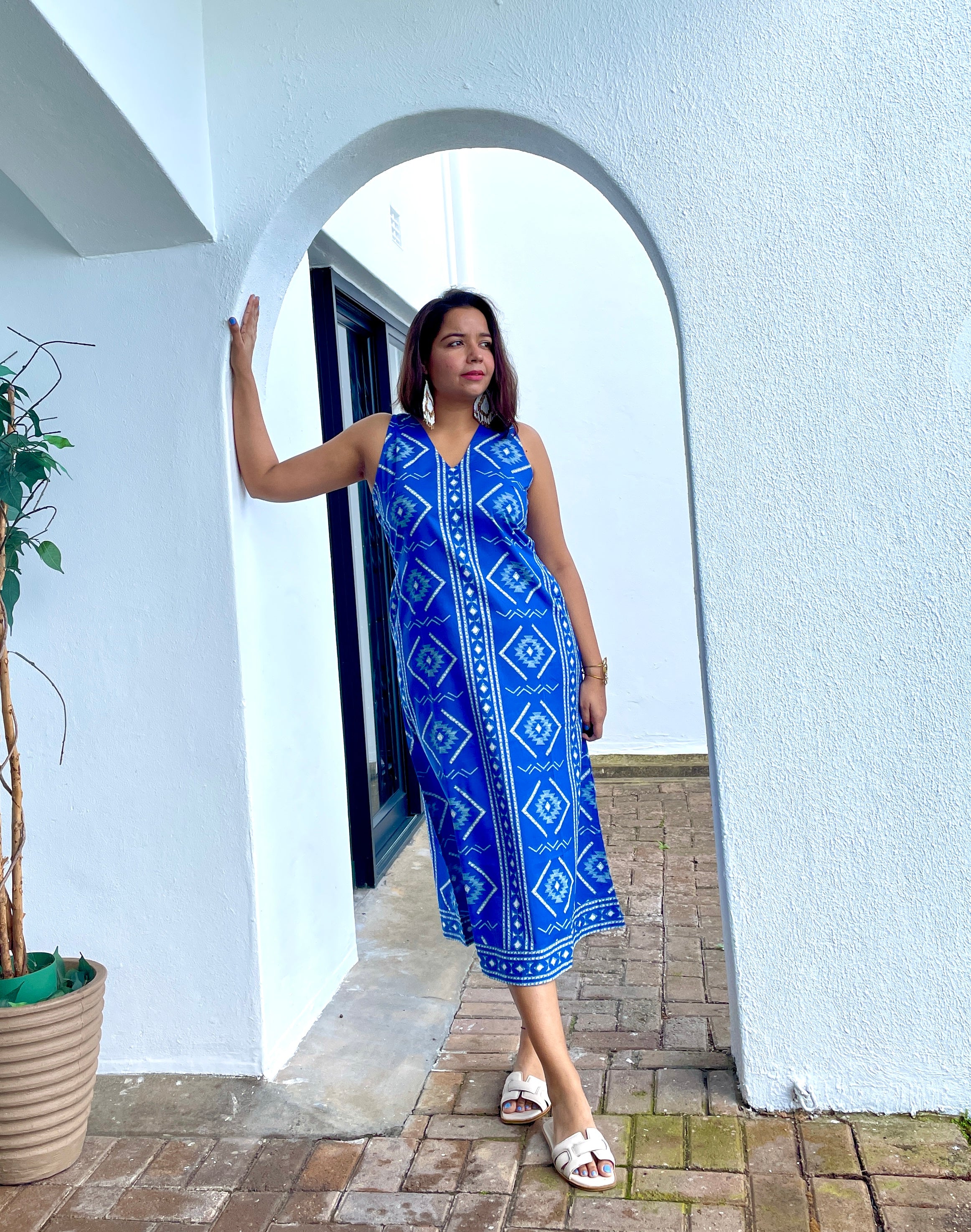 Blue Halter Midi Dress image 6