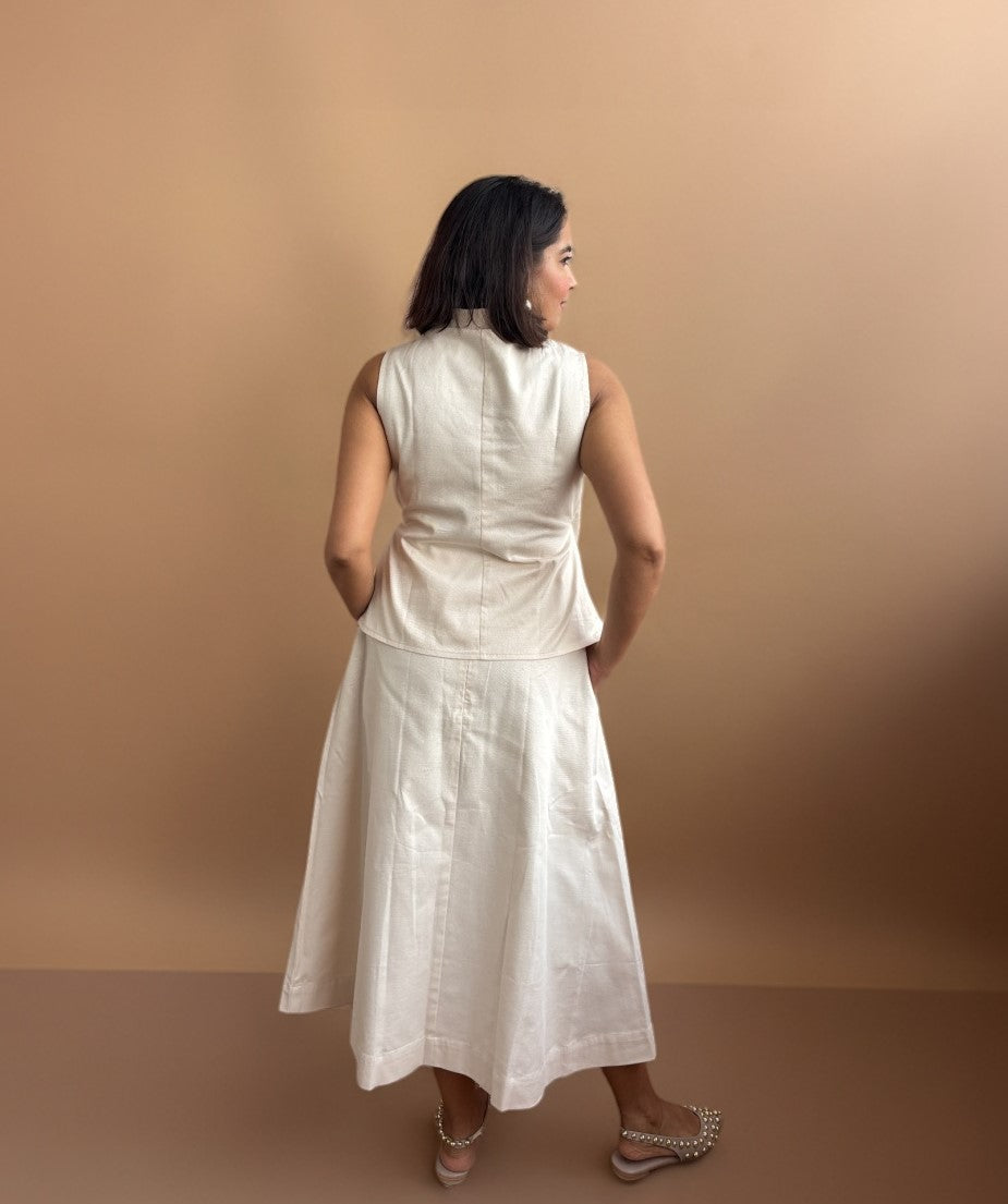 Beige A line Midi Skirt with Pockets image 1