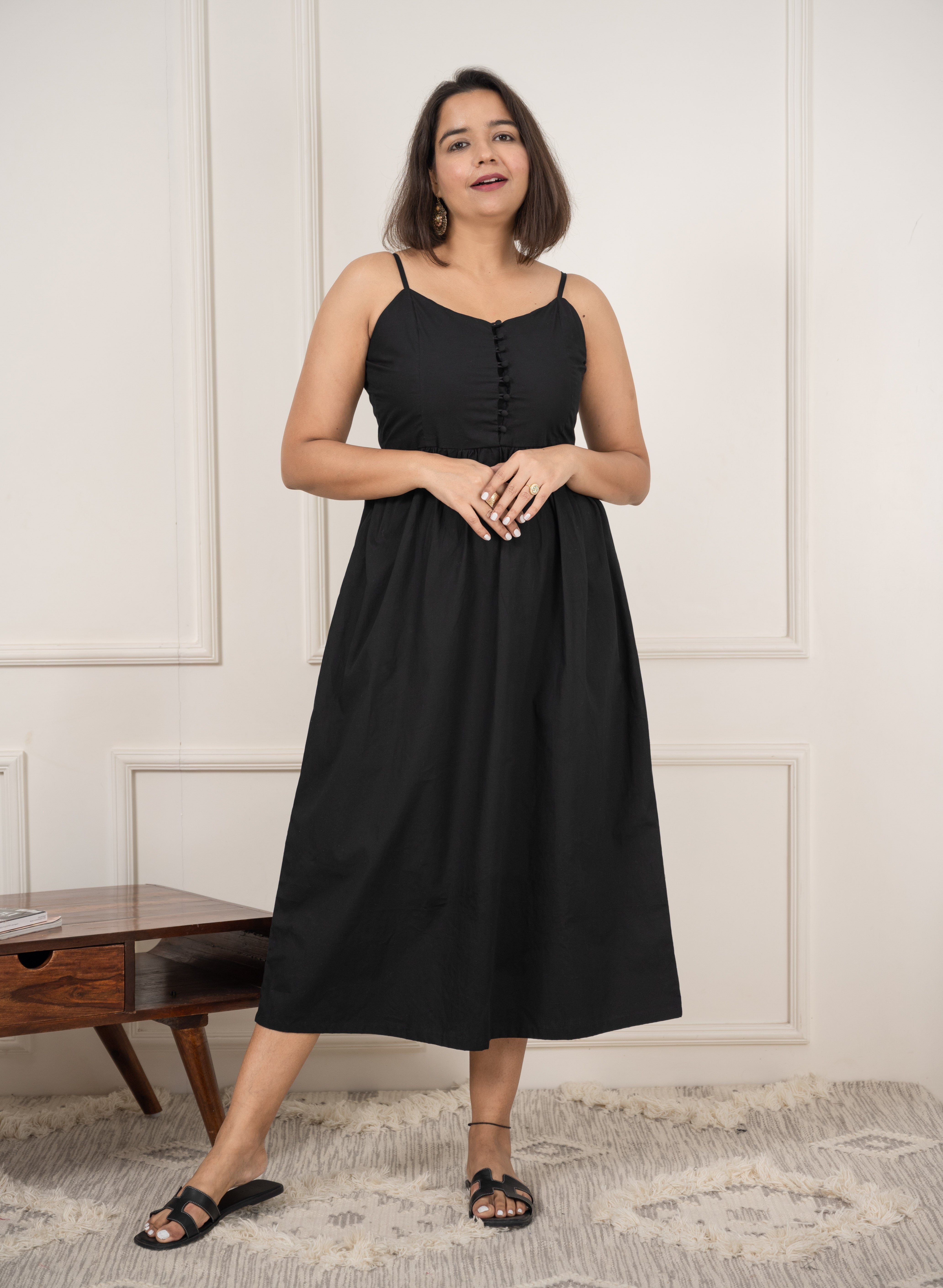 Black Smocked Maxi Dress image 4