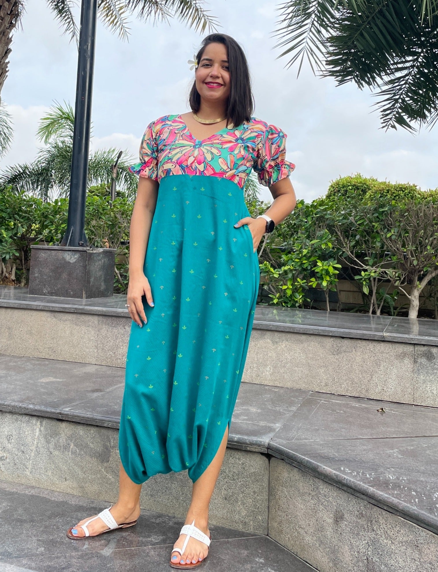 Green Dhoti Jumpsuit image 1