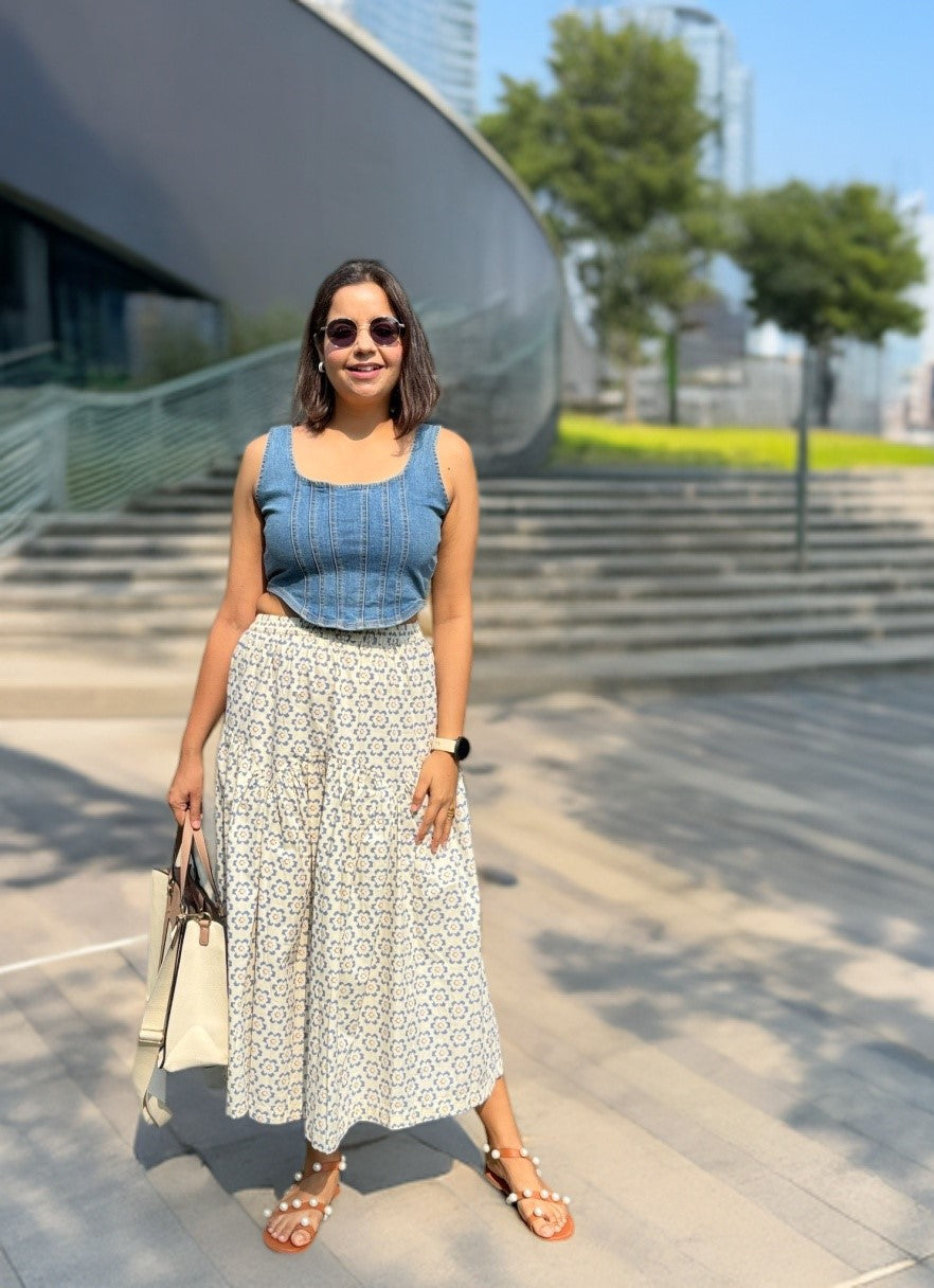 Bloom Garden Cotton Midi Skirt image 0