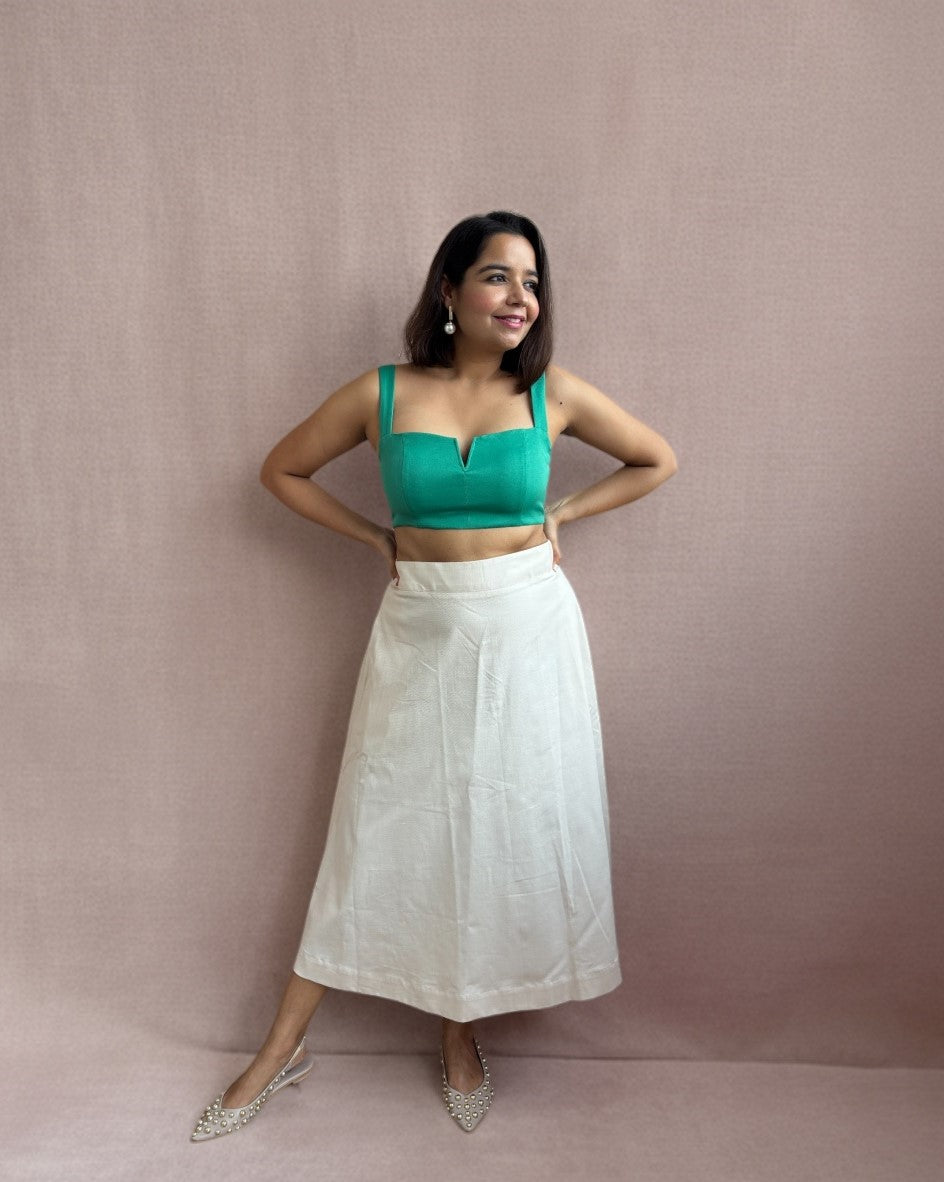 Beige A line Midi Skirt with Pockets image 0